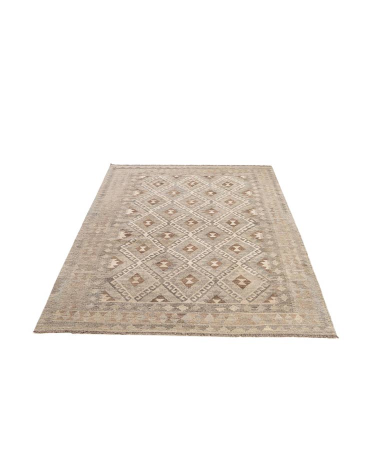 Detail image of  5' 2 x 6' 11  Hand Woven Kilim Maymana Wool Rug