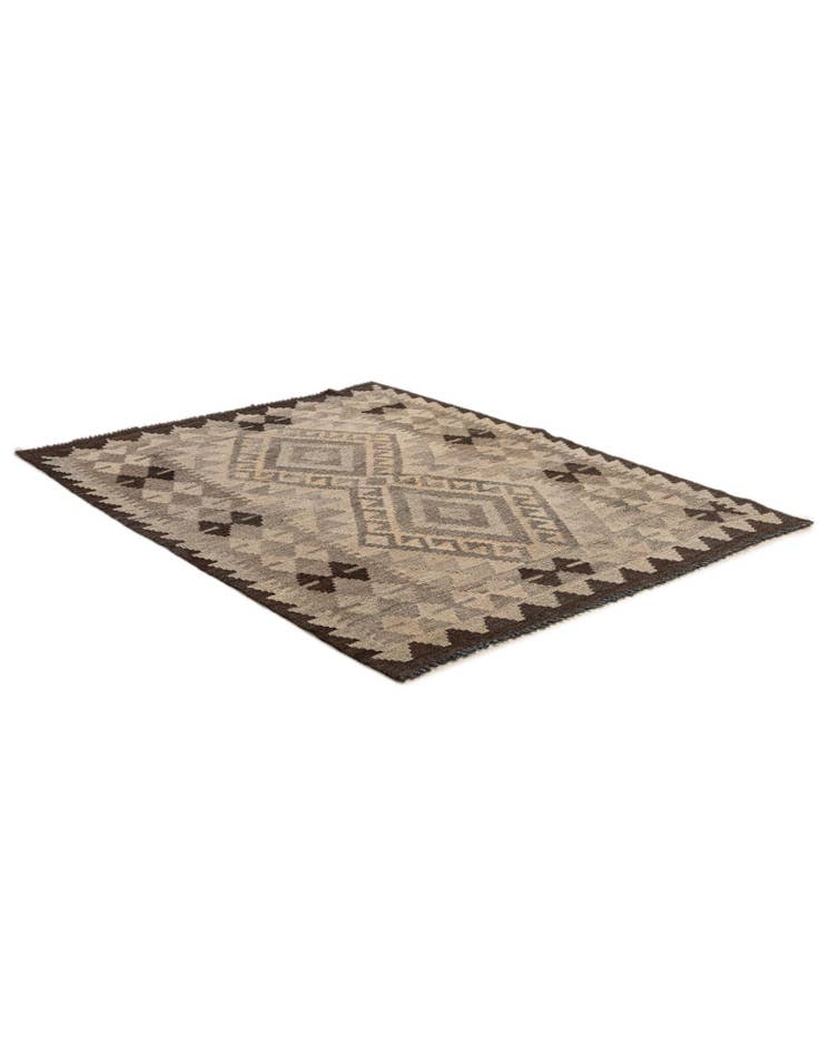 Detail image of  3' 4 x 4' 1  Hand Woven Kilim Maymana Wool Rug