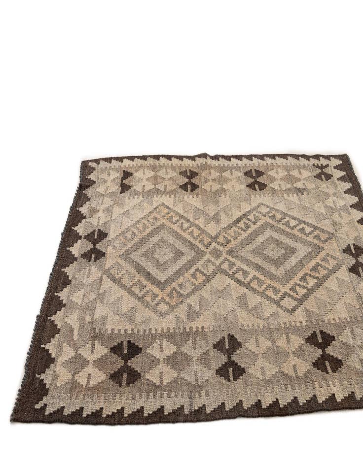 Detail image of  3' 4 x 4' 1  Hand Woven Kilim Maymana Wool Rug