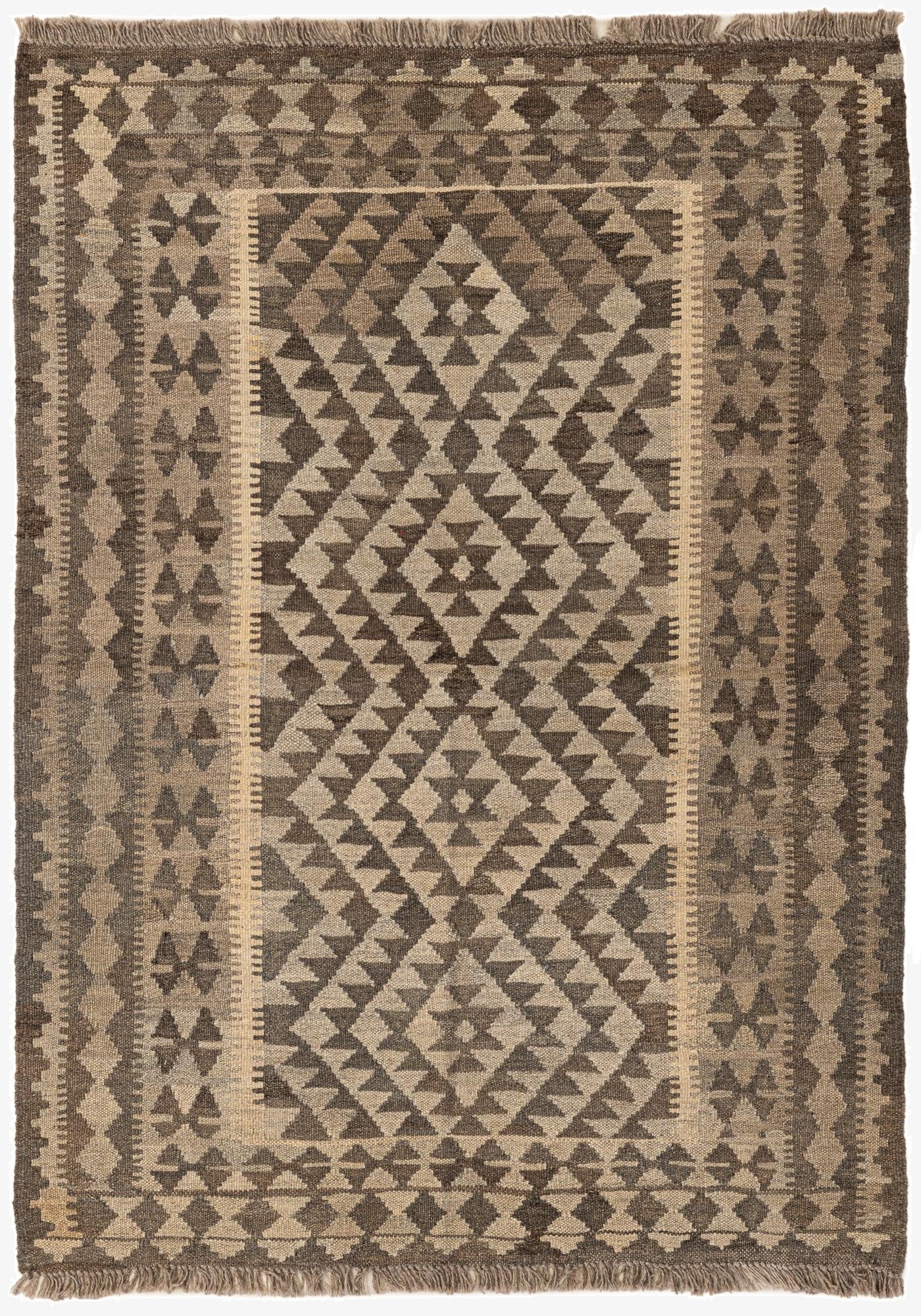  3' 5 x 4' 10  Hand Woven Kilim Maymana Wool Rug