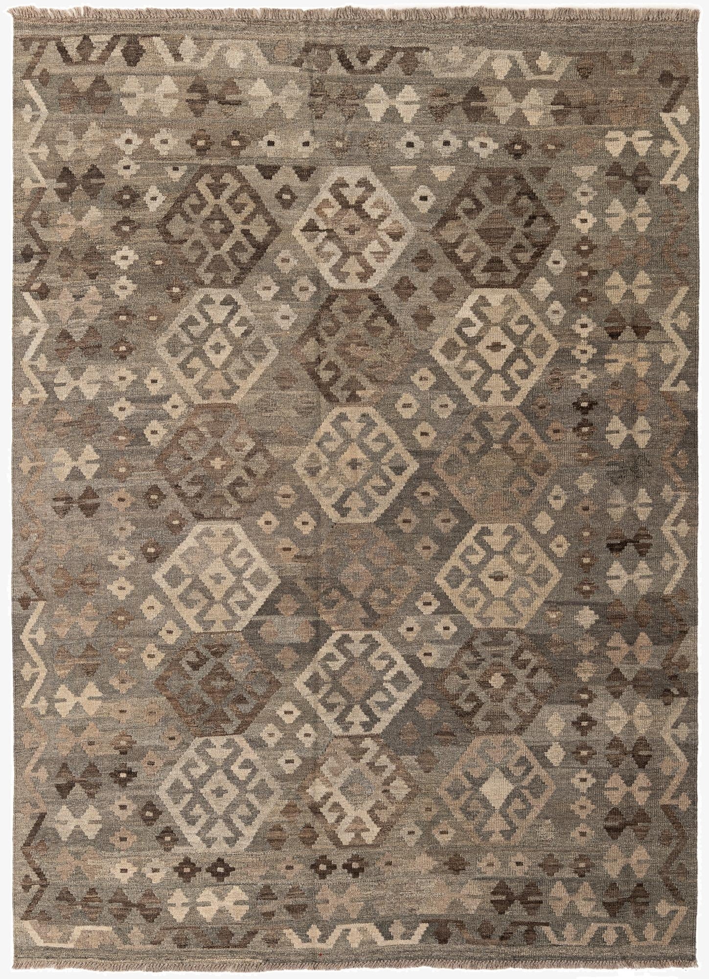  5' 10 x 8'  Hand Woven Kilim Maymana Wool Rug