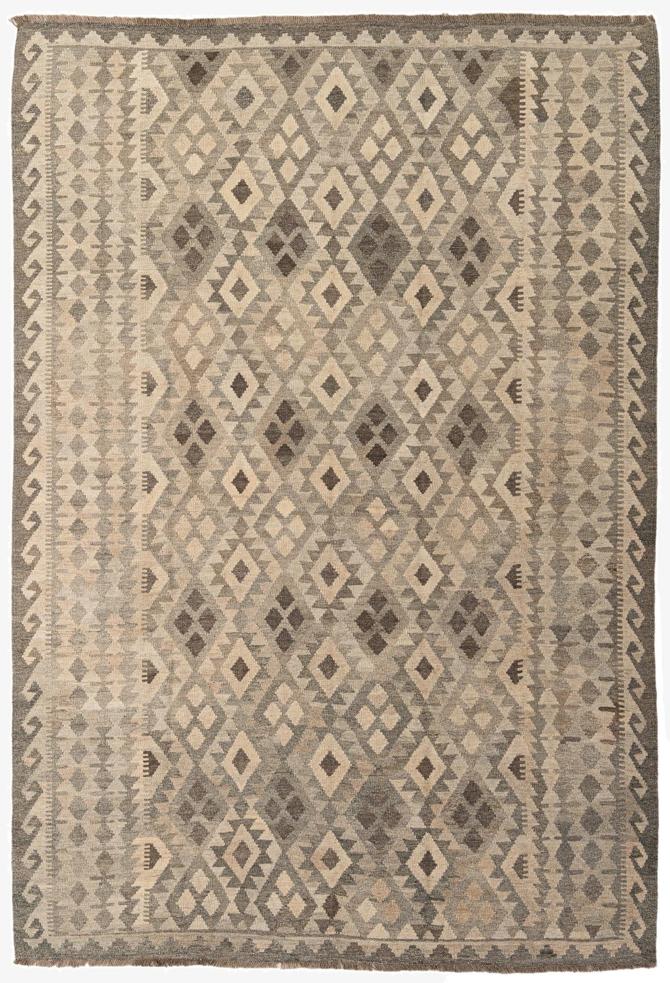  6' 9 x 9' 9  Hand Woven Kilim Maymana Wool Rug