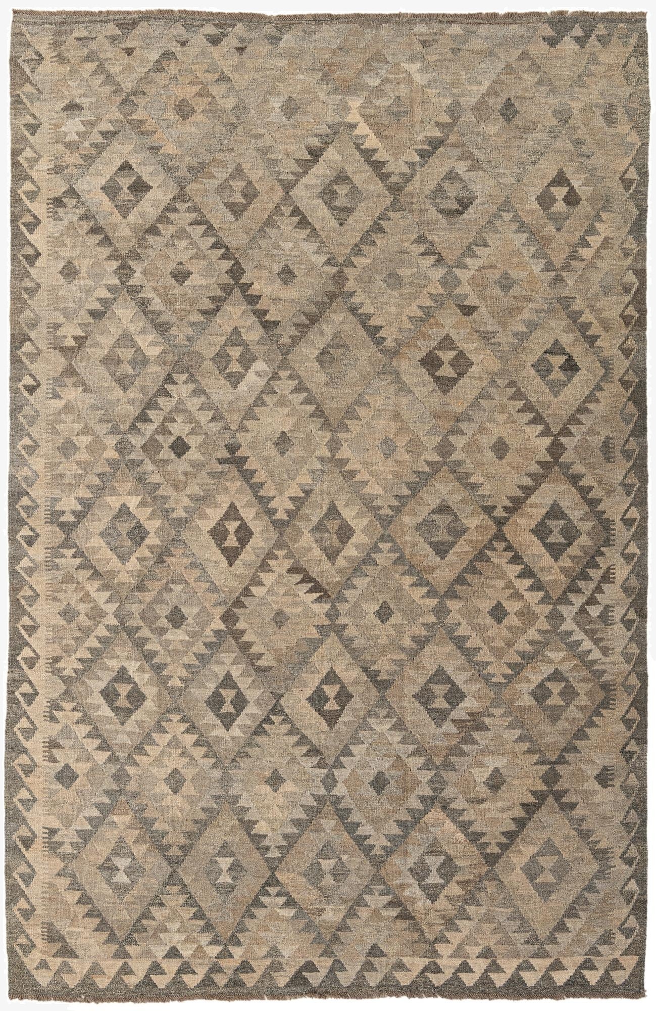  6' 8 x 10' 3  Hand Woven Kilim Maymana Wool Rug