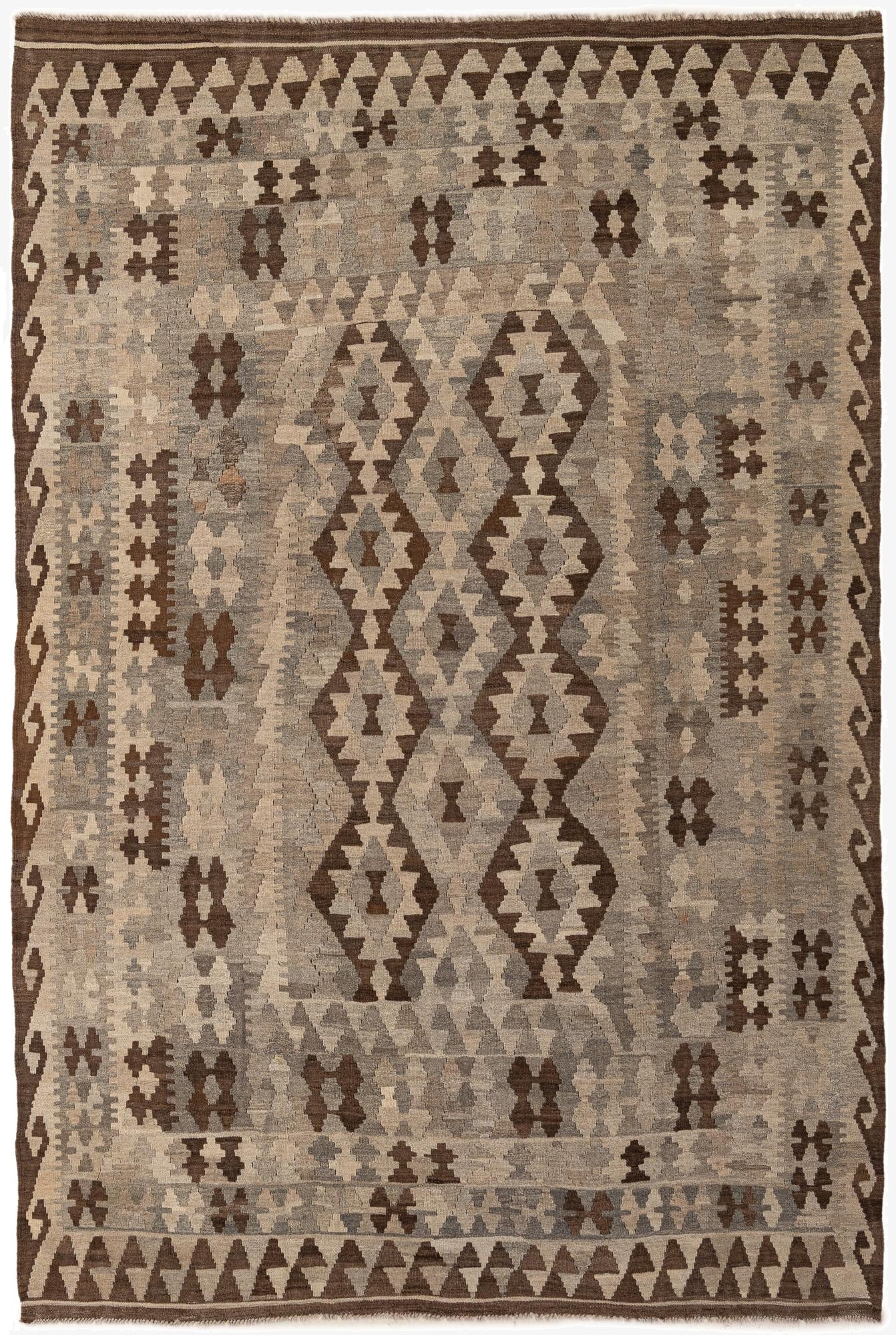  6' 5 x 9' 7  Hand Woven Kilim Maymana Wool Rug