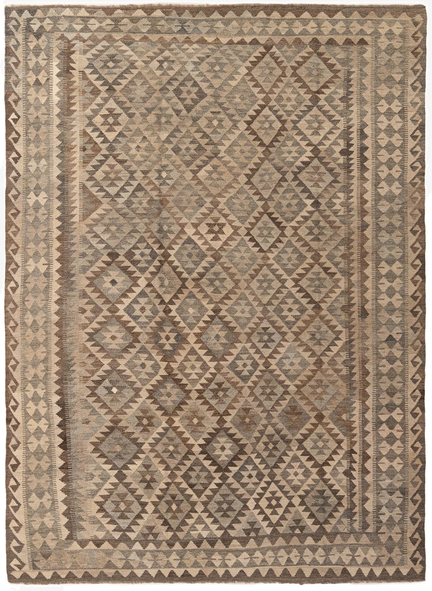  7' 2 x 9' 9  Hand Woven Kilim Maymana Wool Rug