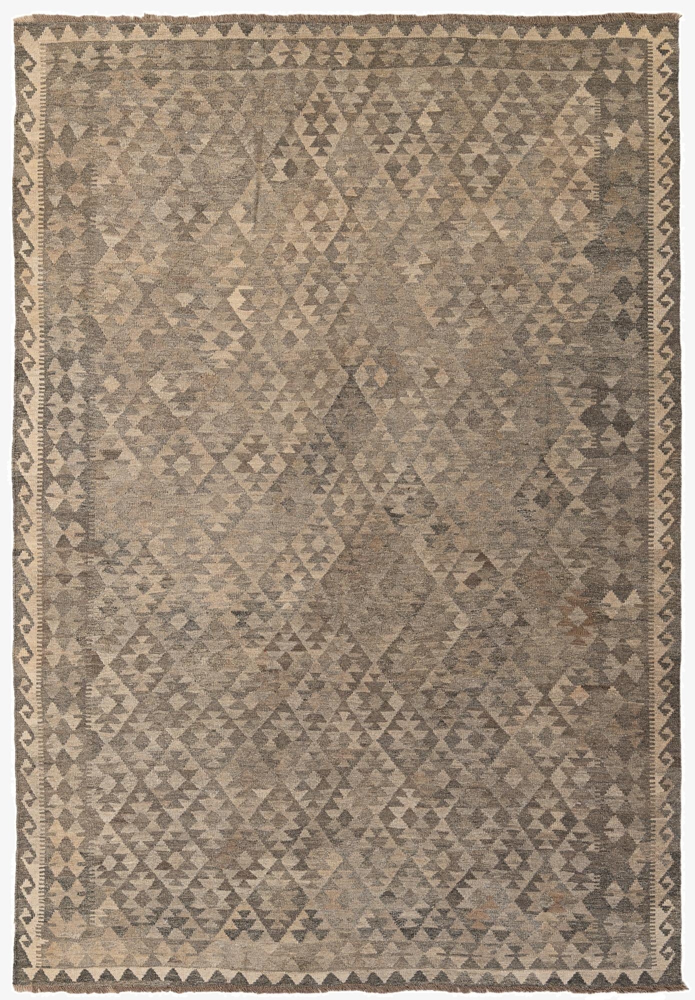  6' 9 x 9' 8  Hand Woven Kilim Maymana Wool Rug