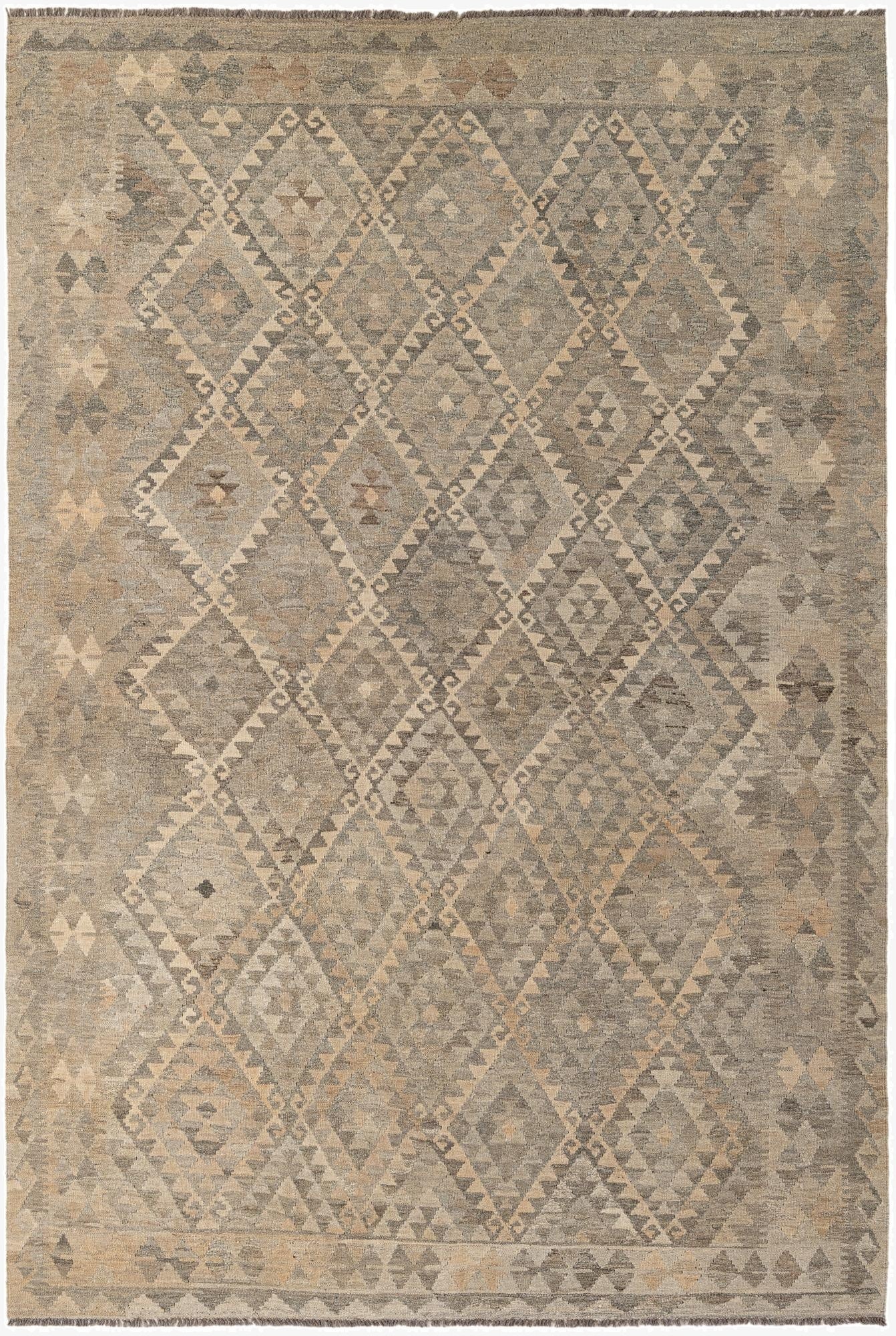  6' 11 x 10' 2  Hand Woven Kilim Maymana Wool Rug