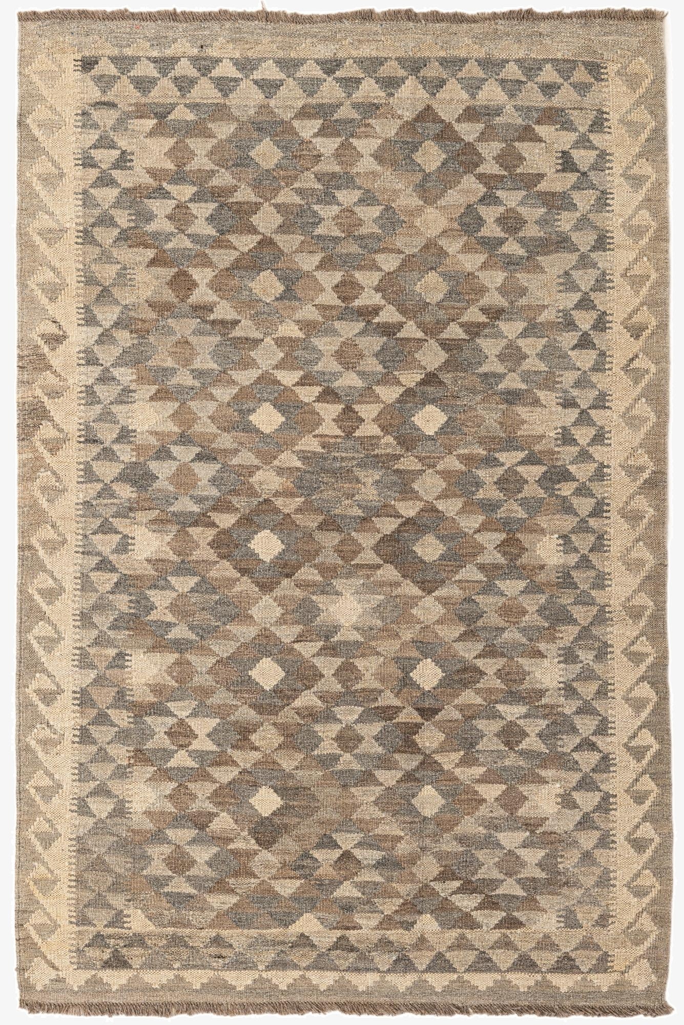  3' 11 x 5' 10  Hand Woven Kilim Maymana Wool Rug