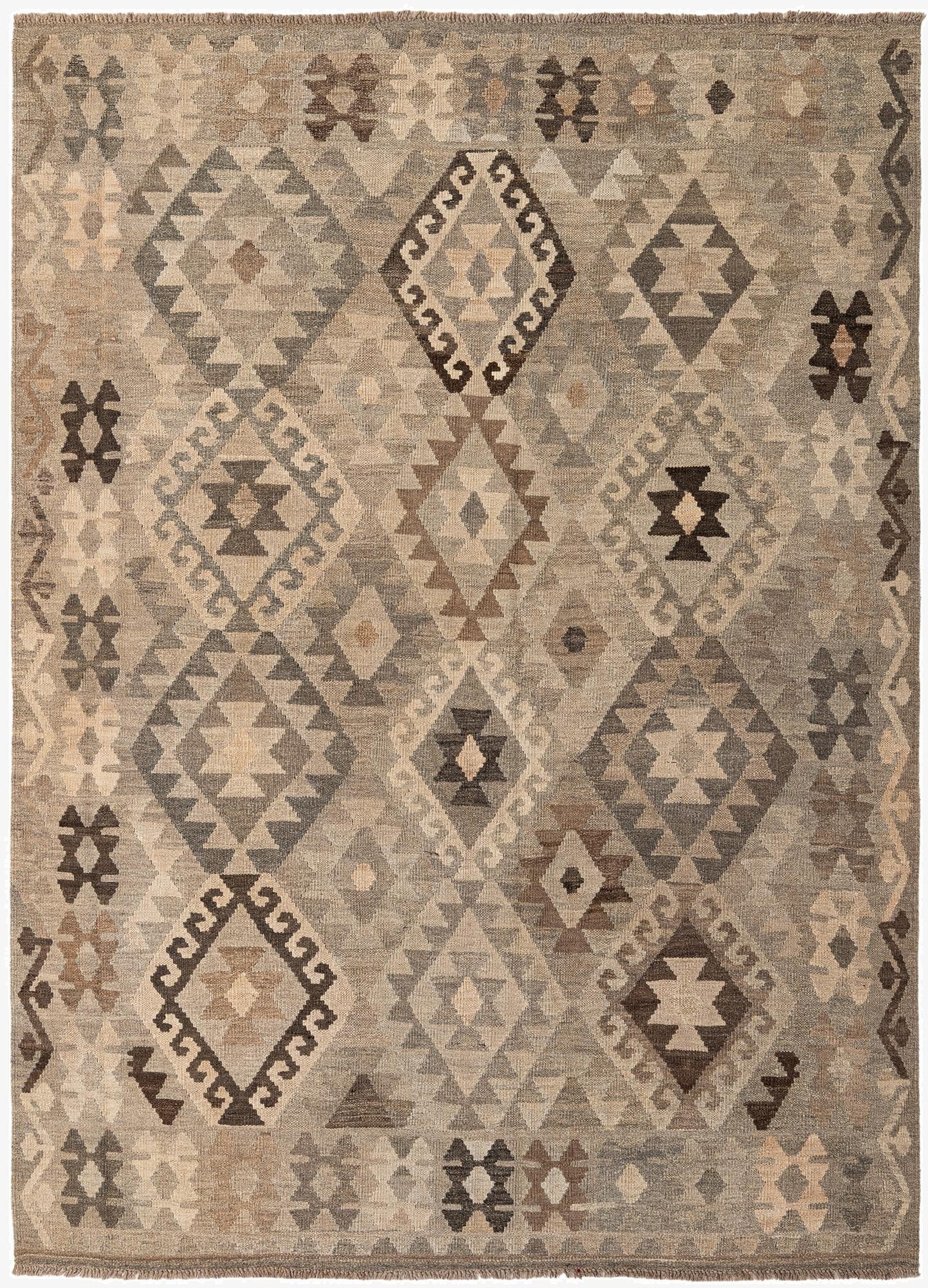  5' 9 x 7' 11  Hand Woven Kilim Maymana Wool Rug