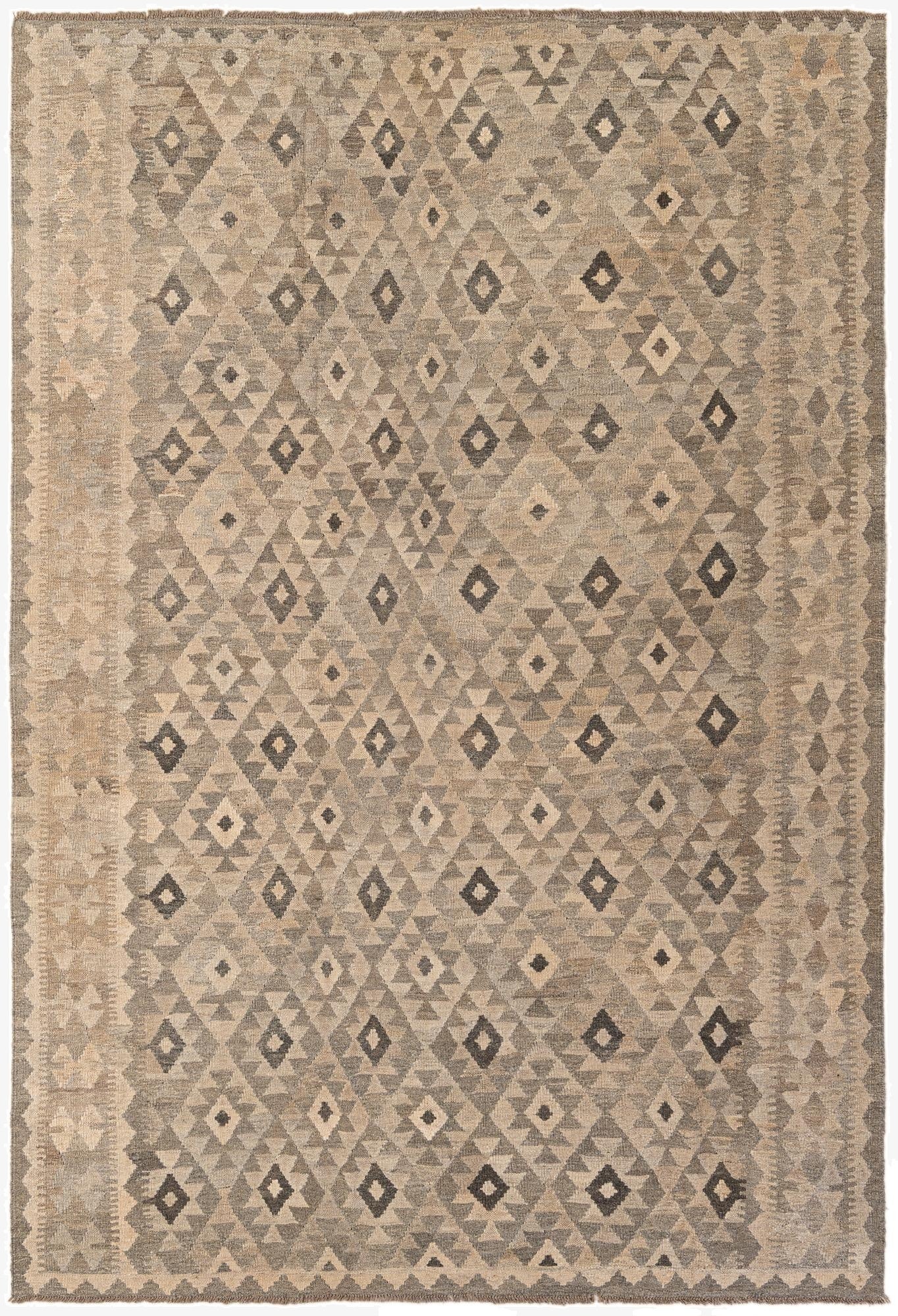  6' 8 x 9' 10  Hand Woven Kilim Maymana Wool Rug