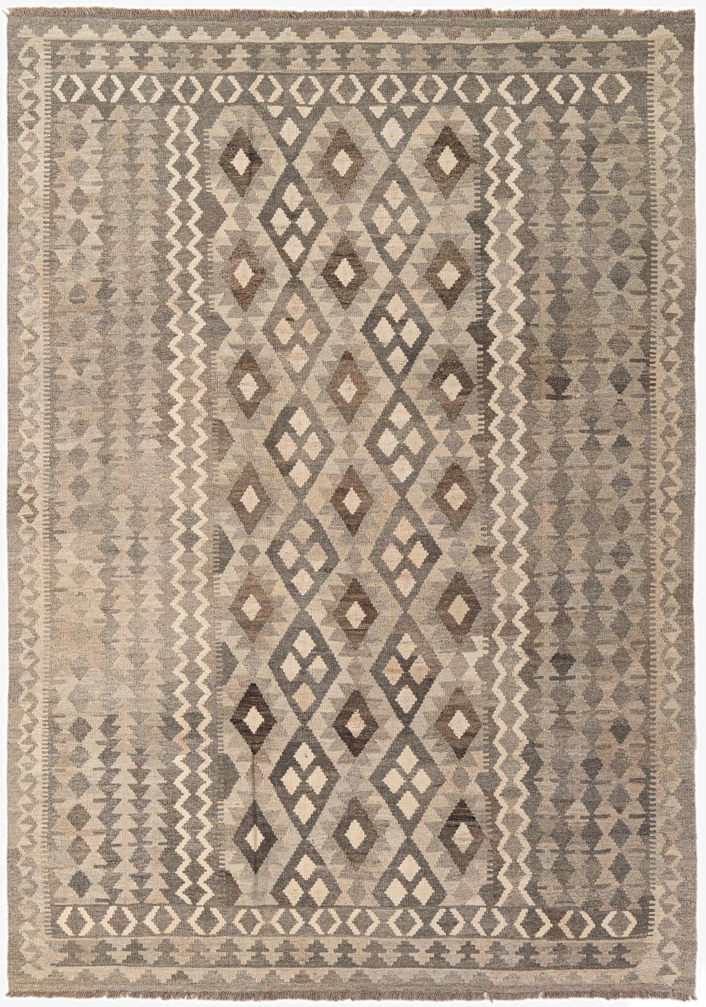  6' 10 x 9' 7  Hand Woven Kilim Maymana Wool Rug
