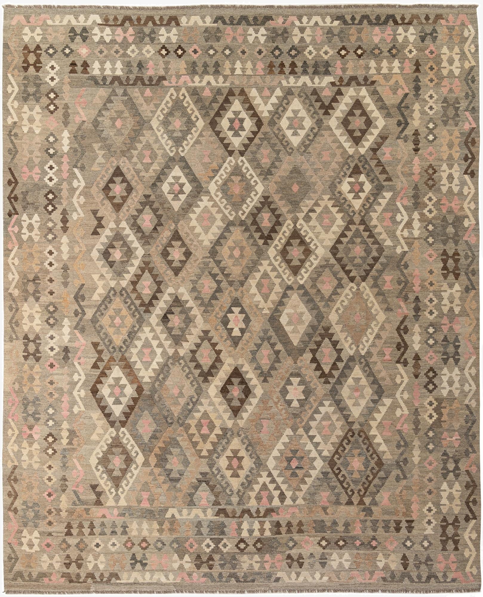  10' 7 x 12' 1  Hand Woven Kilim Maymana Wool Rug