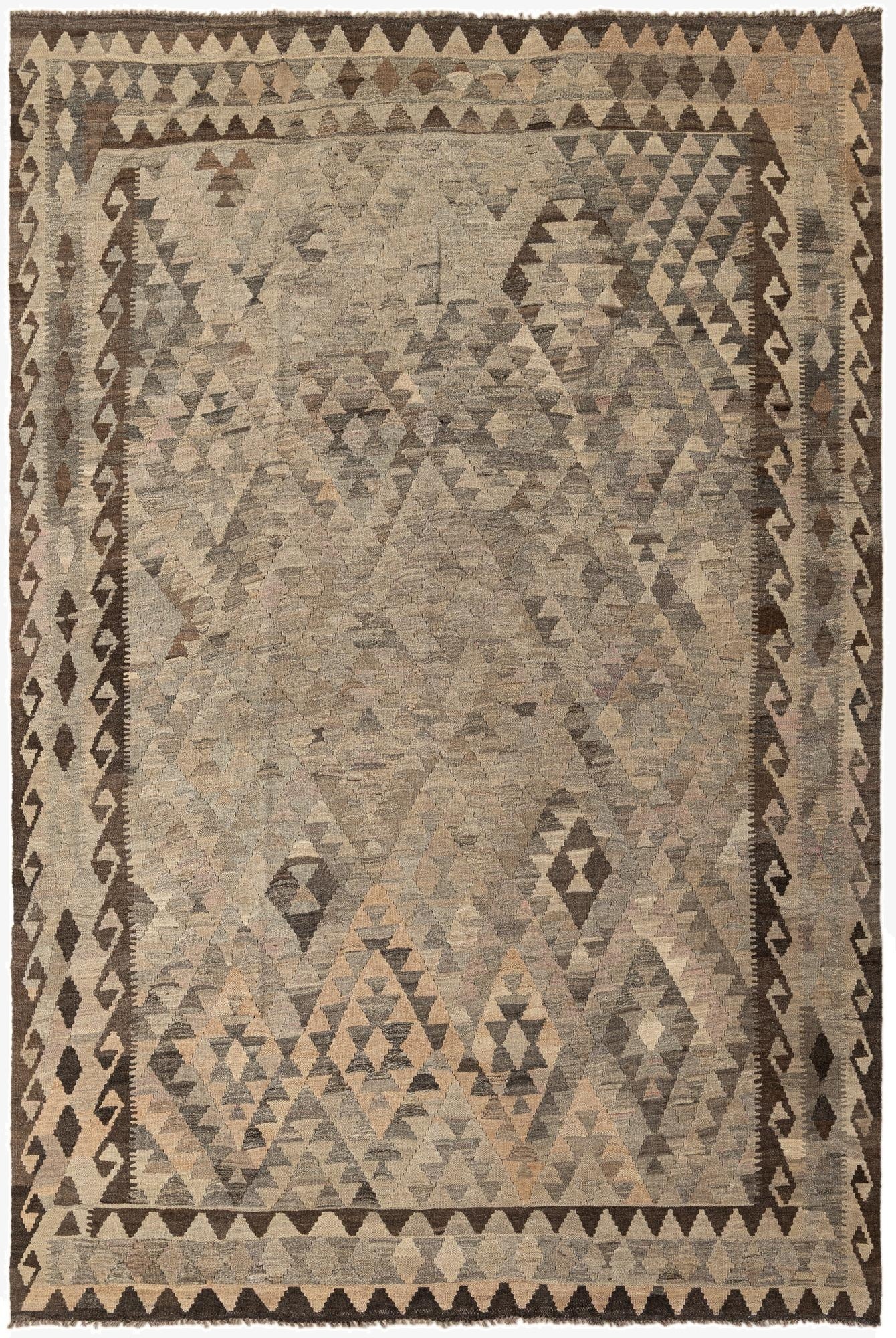  6' 7 x 9' 9  Hand Woven Kilim Maymana Wool Rug