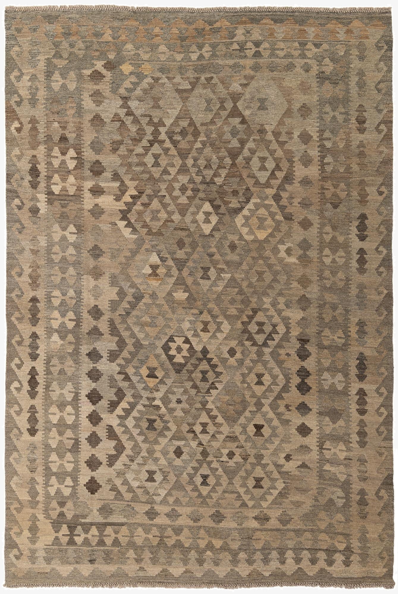  6' 8 x 9' 8  Hand Woven Kilim Maymana Wool Rug