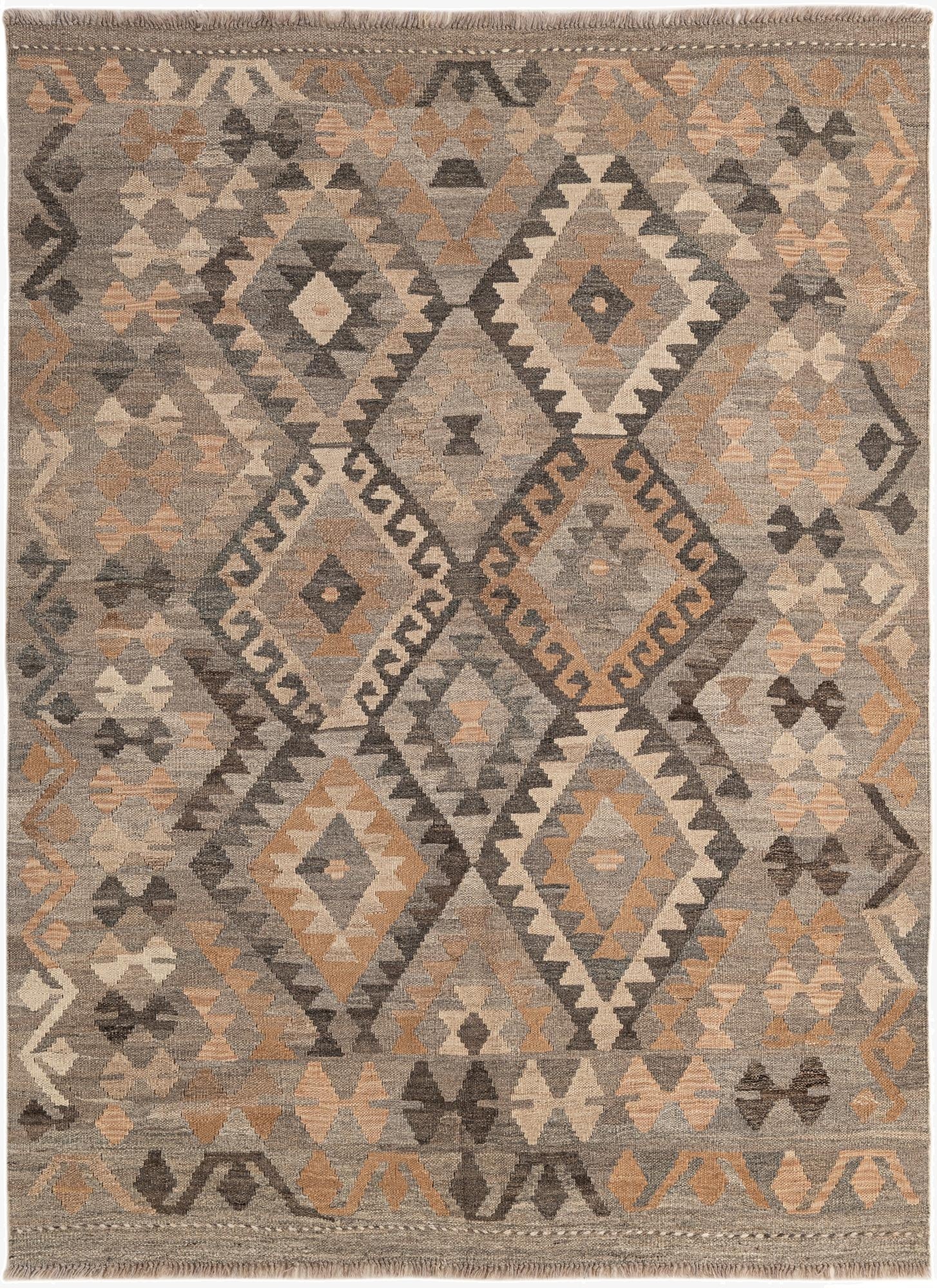  4' 10 x 6' 4  Hand Woven Kilim Maymana Wool Rug