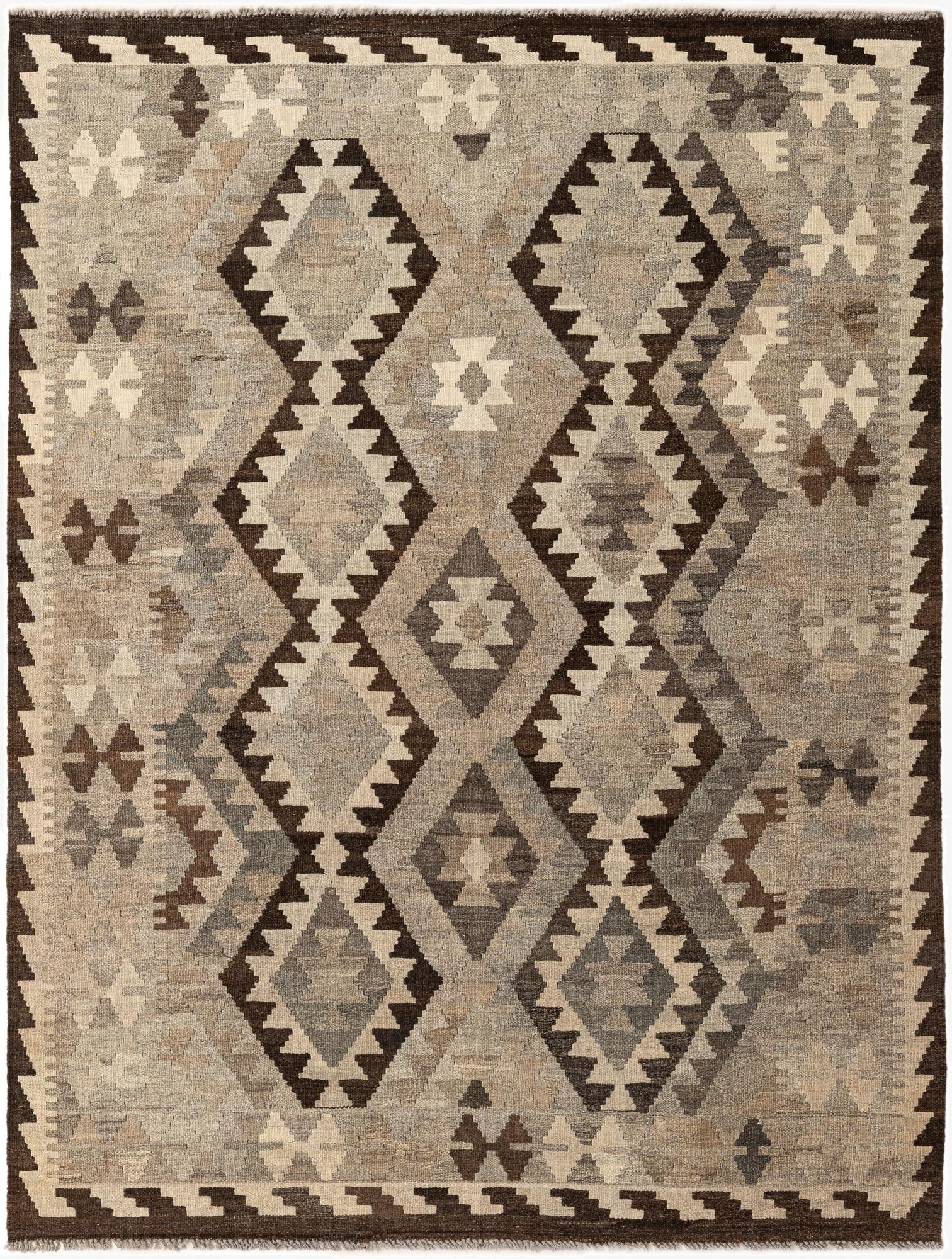  5' 1 x 6' 8  Hand Woven Kilim Maymana Wool Rug