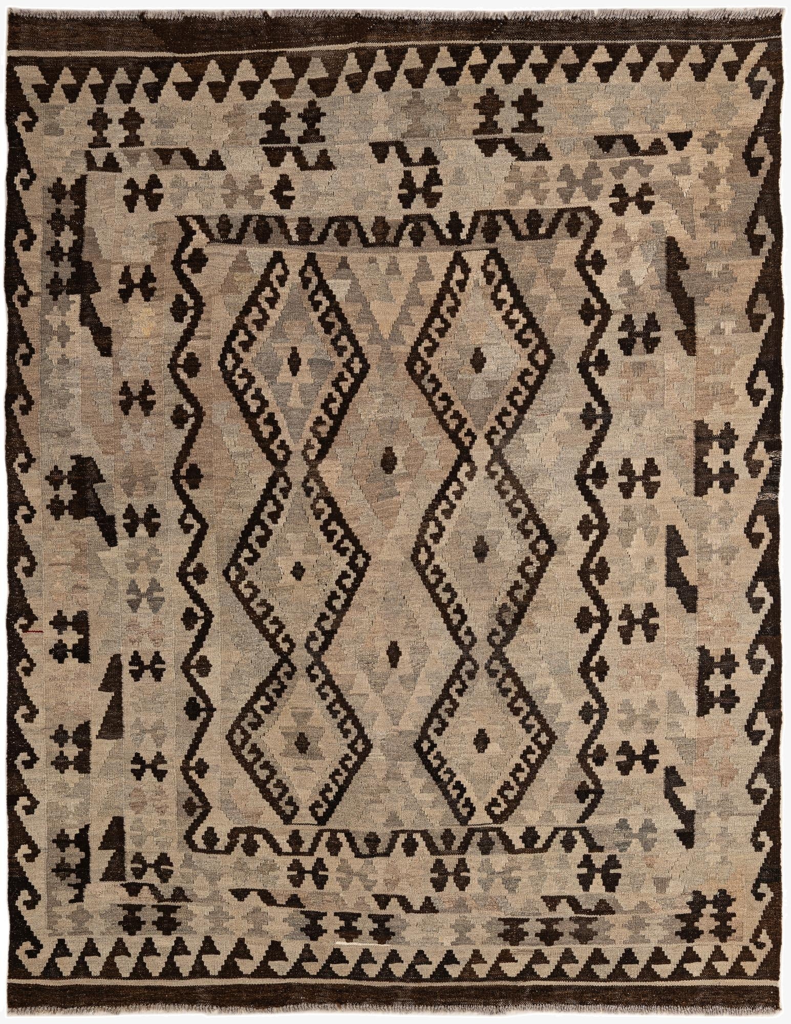  5' 4 x 6' 10  Hand Woven Kilim Maymana Wool Rug