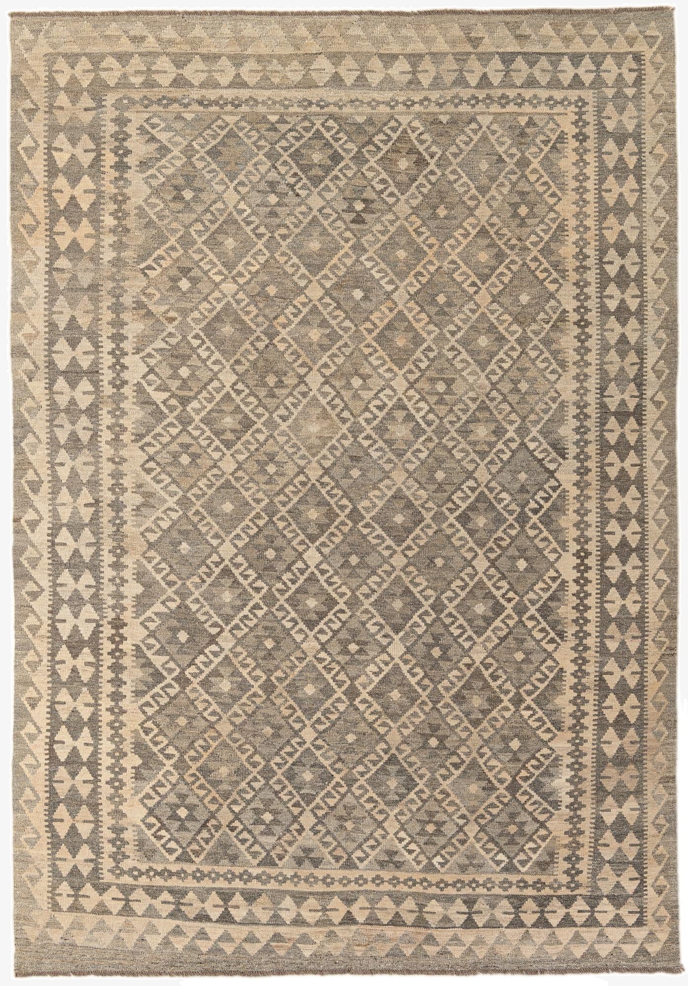  6' 8 x 9' 9  Hand Woven Kilim Maymana Wool Rug