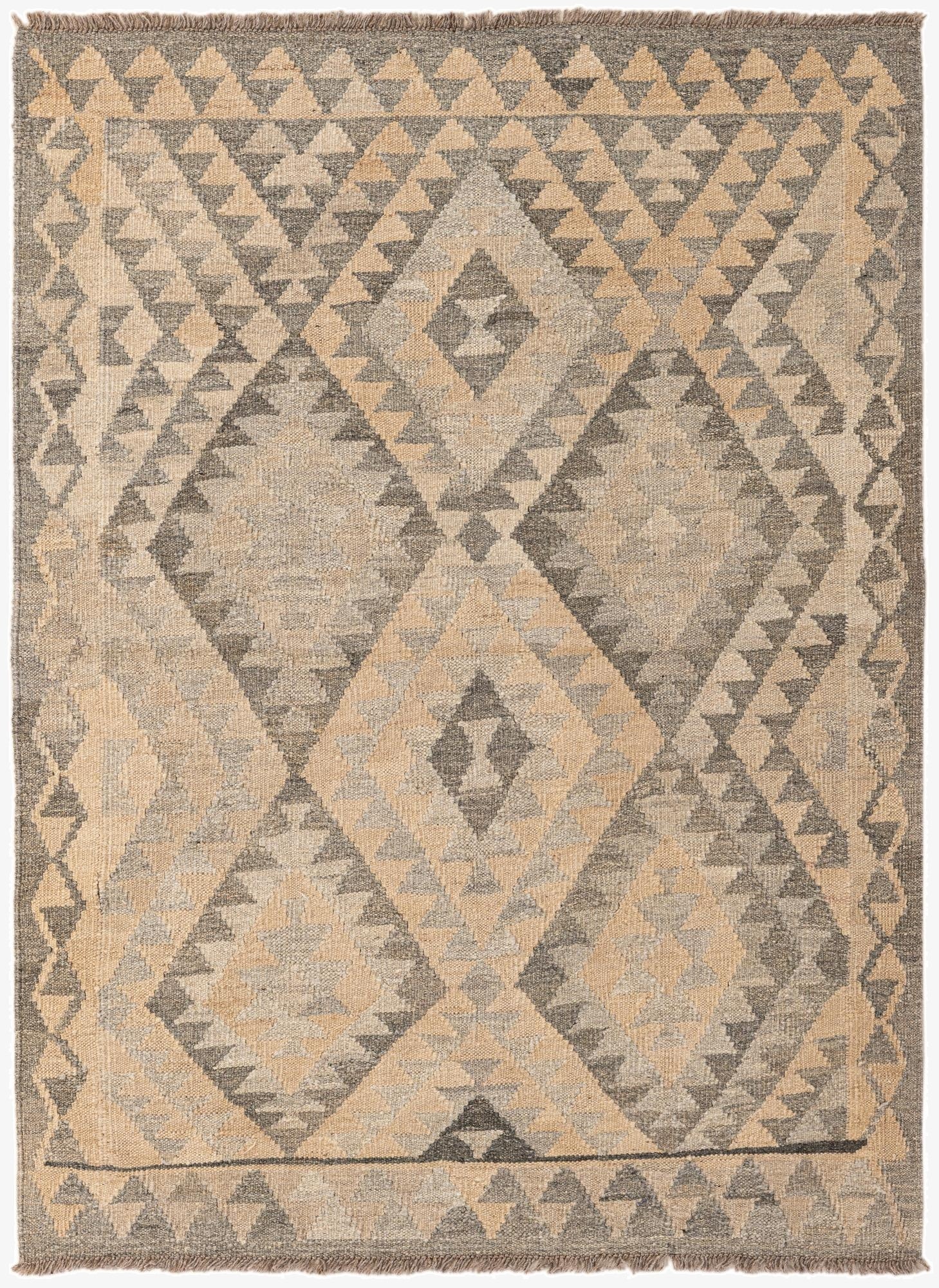  3' 8 x 4' 11  Hand Woven Kilim Maymana Wool Rug
