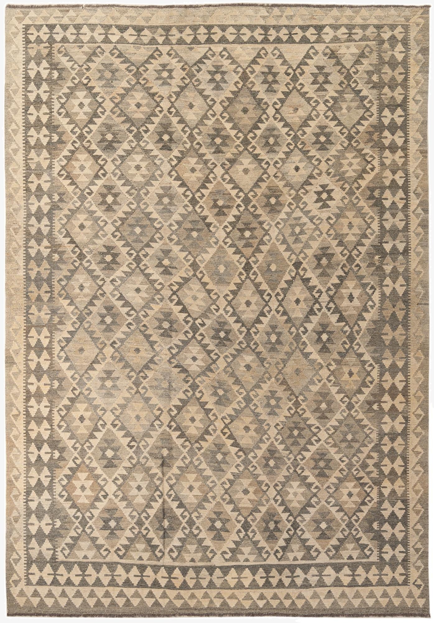  6' 10 x 9' 9  Hand Woven Kilim Maymana Wool Rug