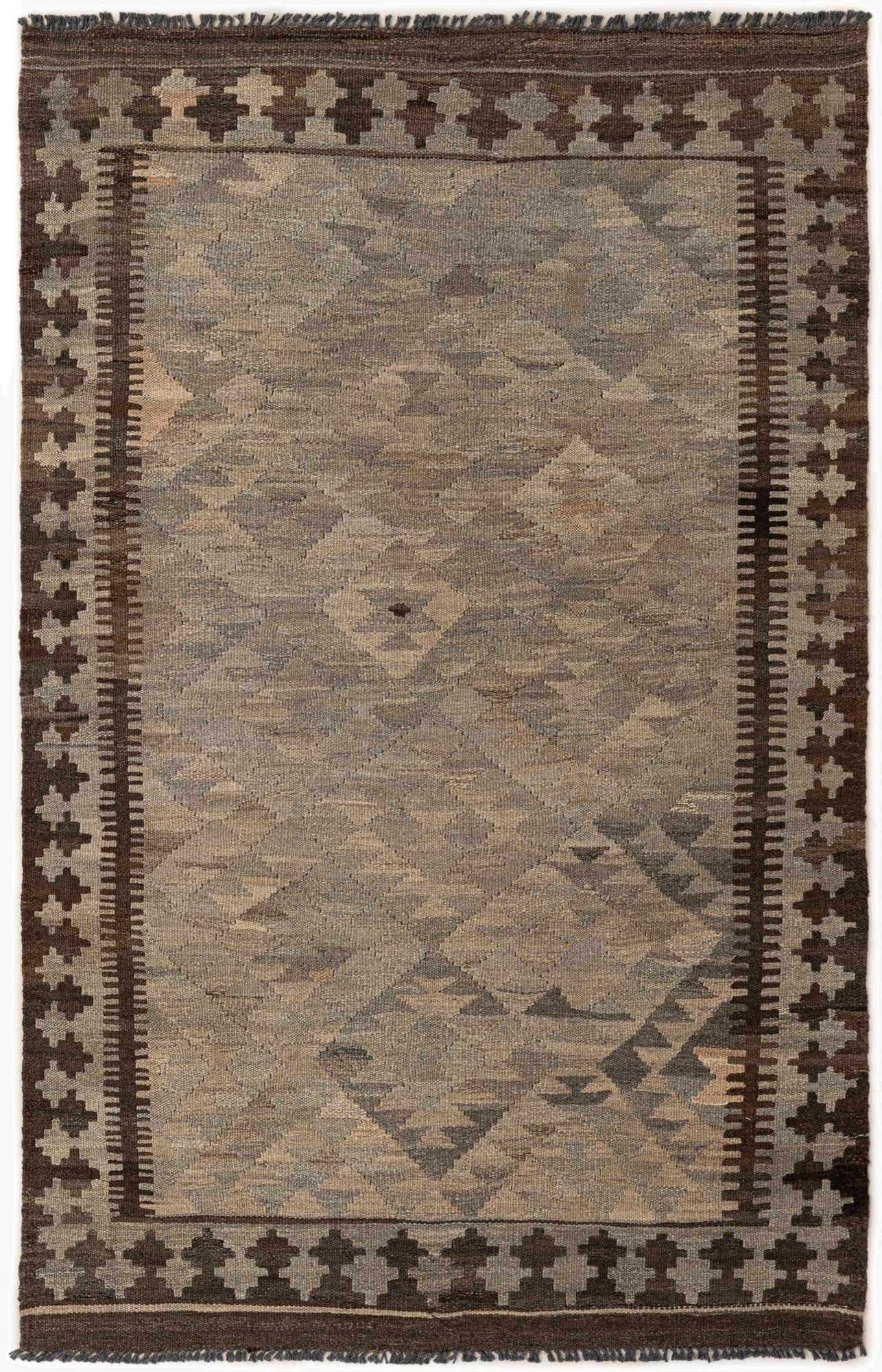 3' 10 x 6'  Hand Woven Kilim Maymana Wool Rug