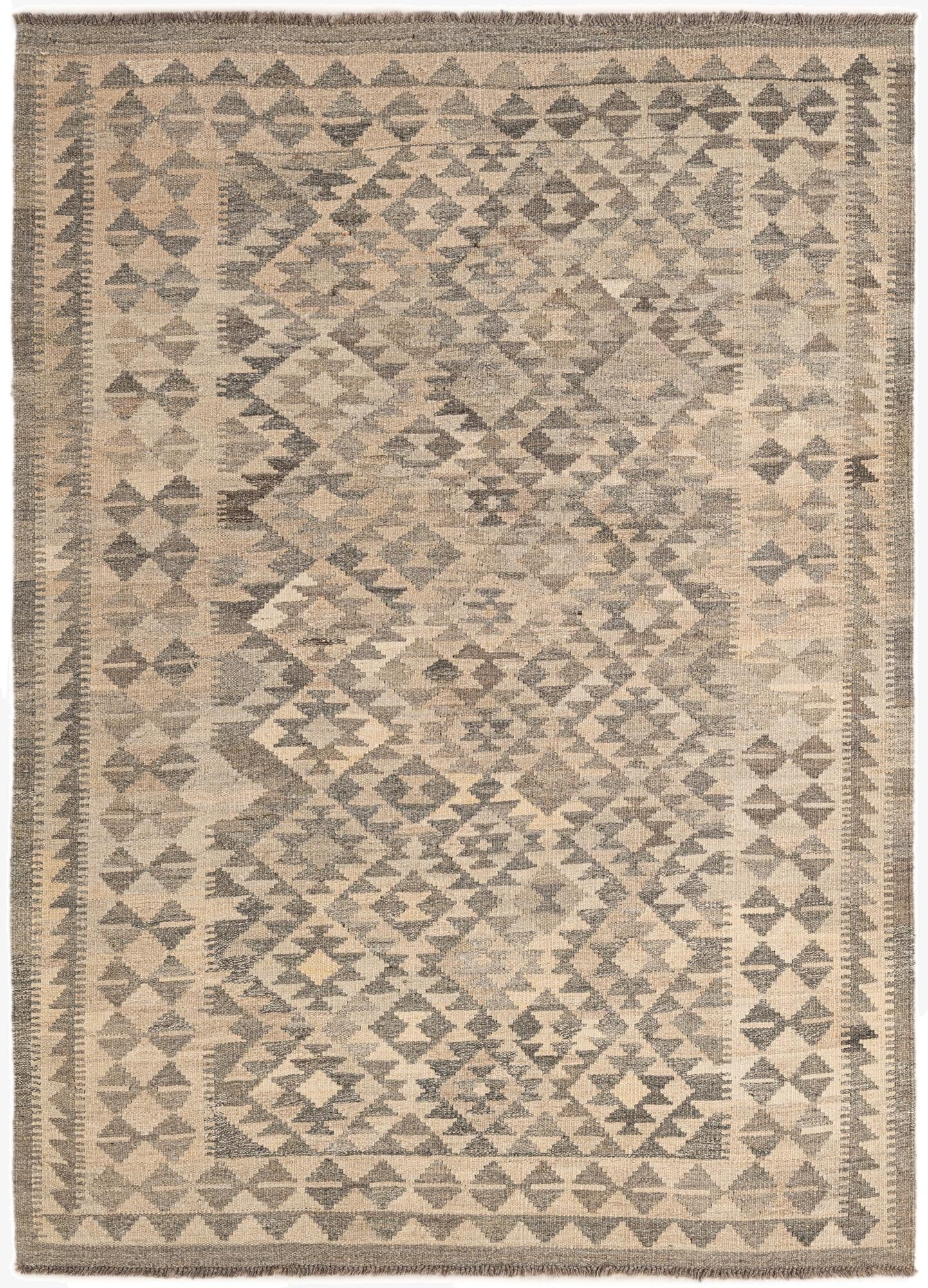  4' 8 x 6' 5  Hand Woven Kilim Maymana Wool Rug