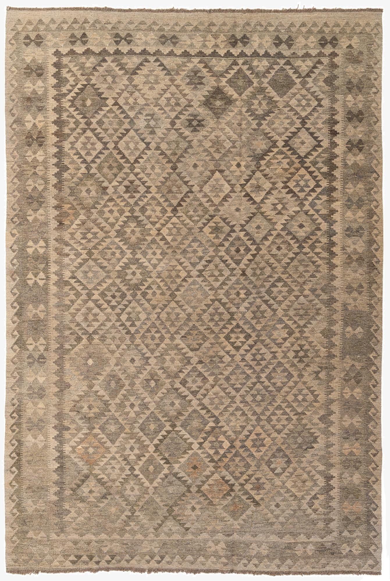  6' 7 x 9' 9  Hand Woven Kilim Maymana Wool Rug