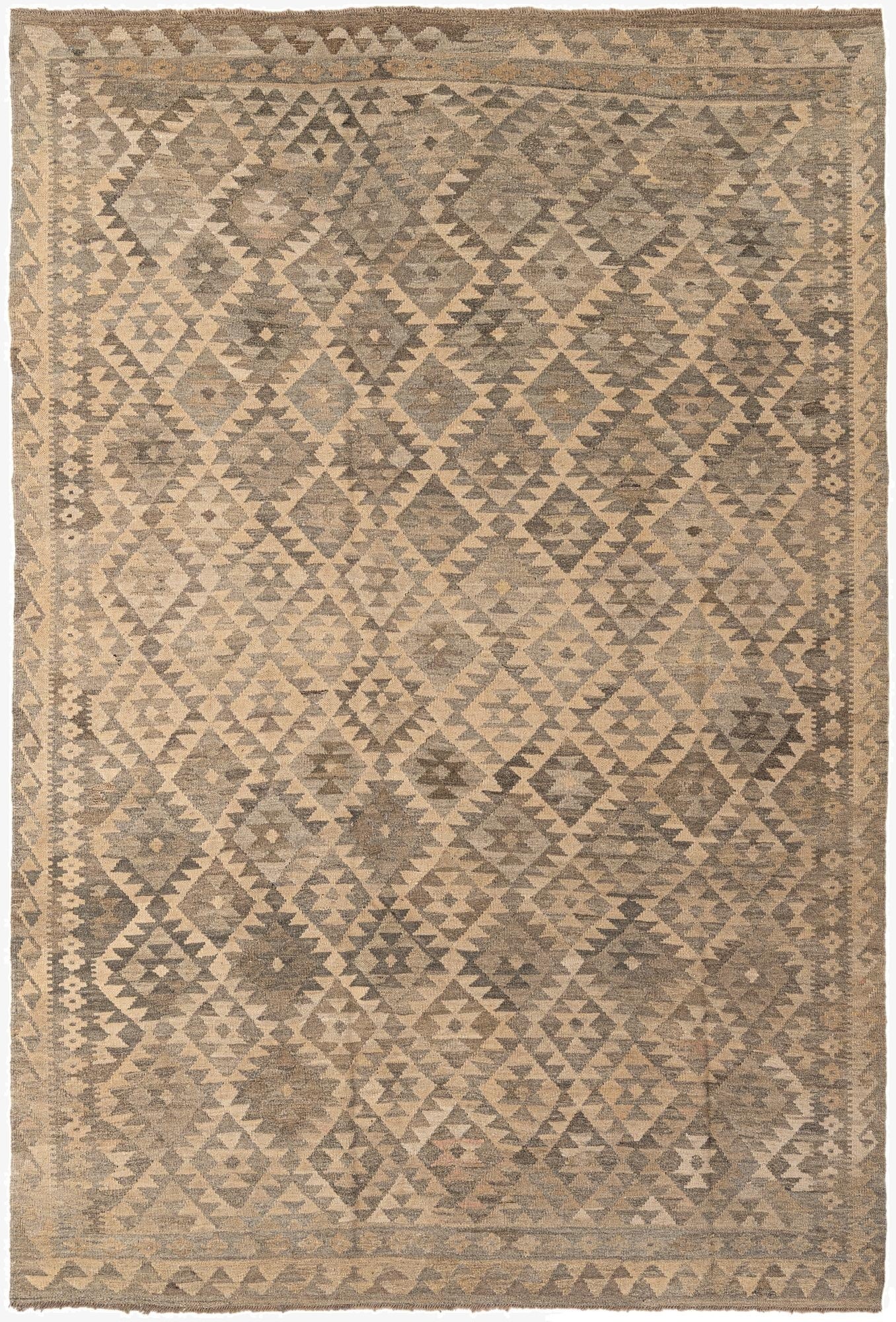  6' 6 x 9' 9  Hand Woven Kilim Maymana Wool Rug