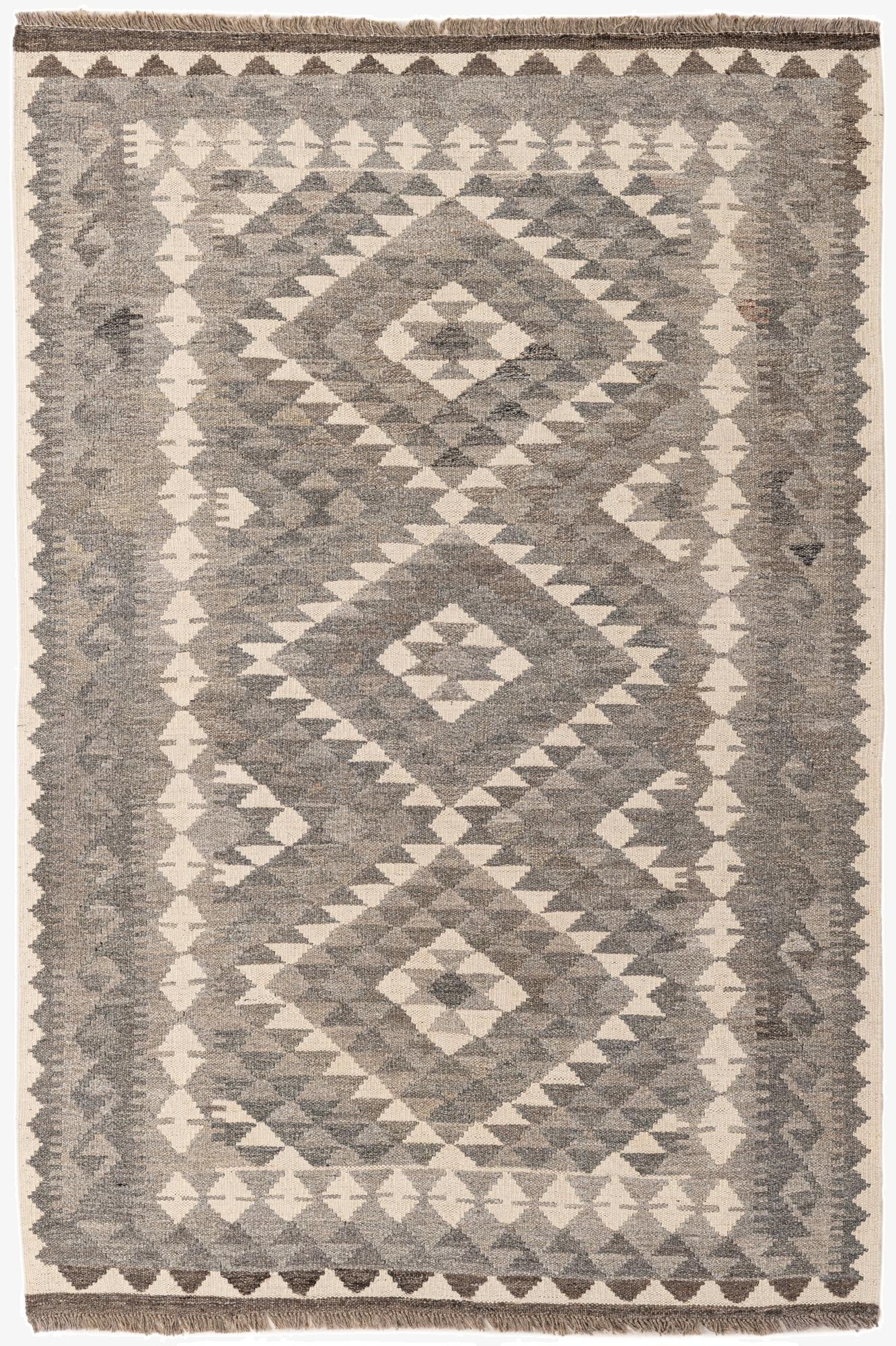  4' 1 x 5' 11  Hand Woven Kilim Maymana Wool Rug