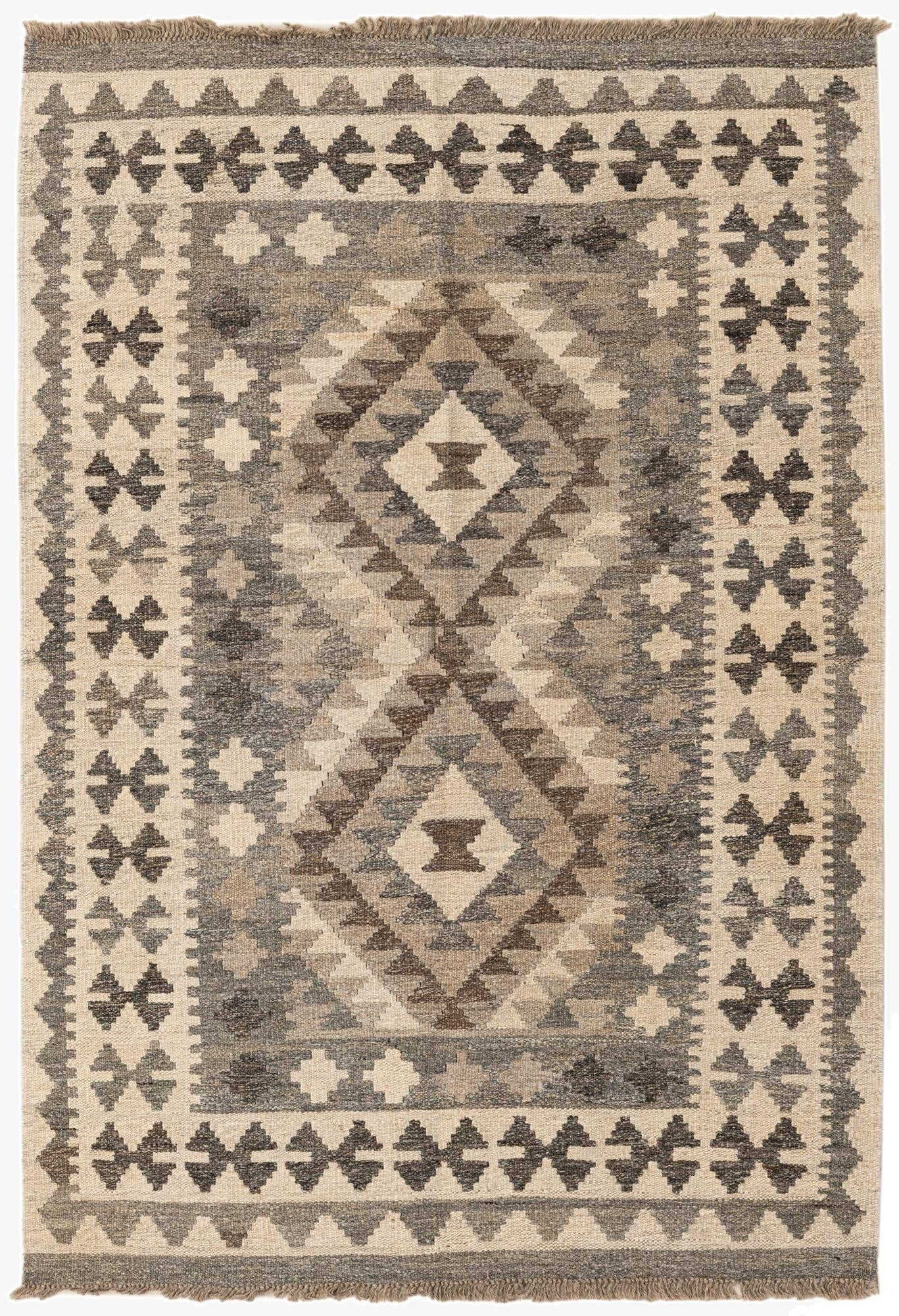  3' 4 x 5'  Hand Woven Kilim Maymana Wool Rug