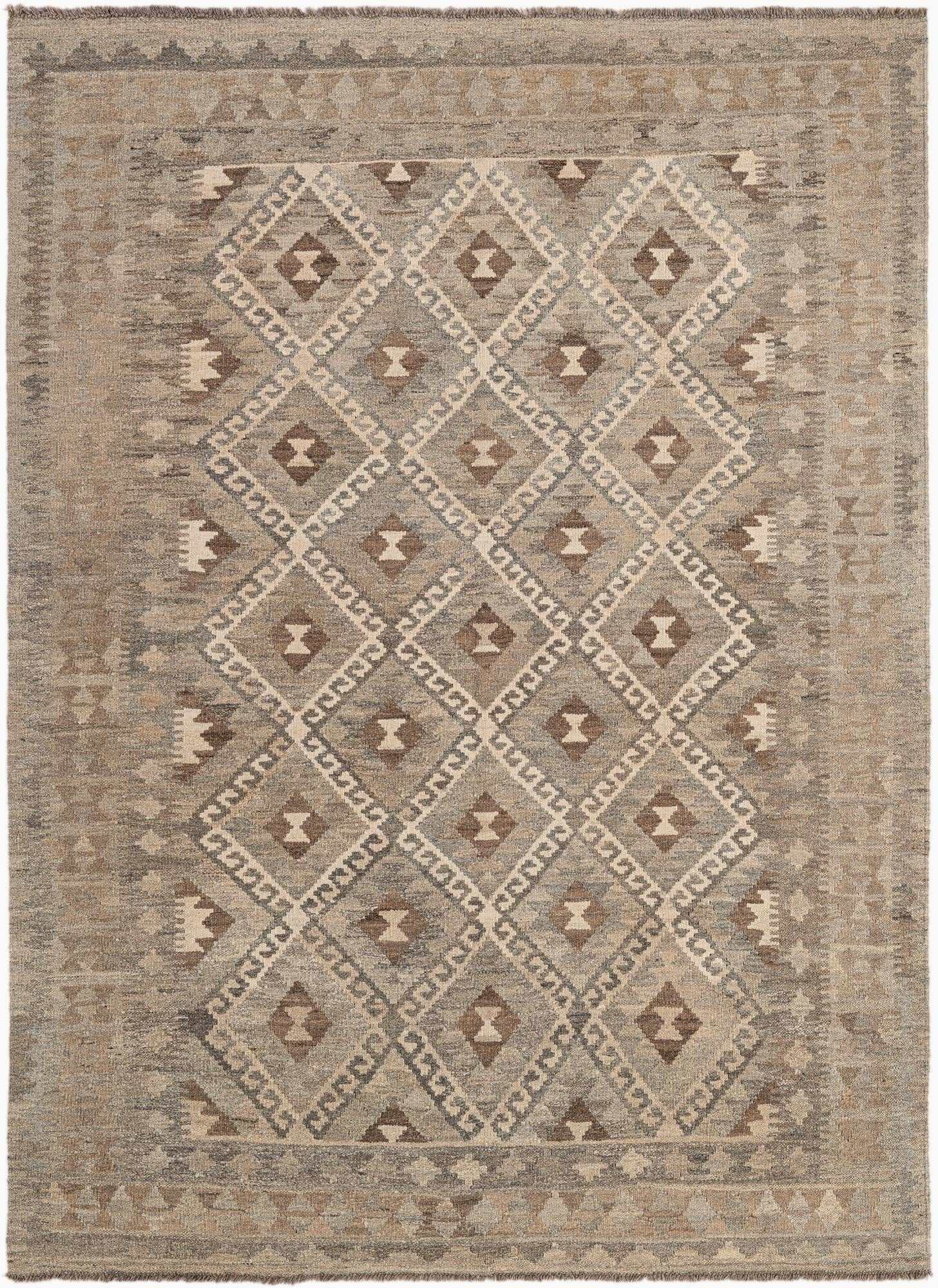  5' 2 x 6' 11  Hand Woven Kilim Maymana Wool Rug