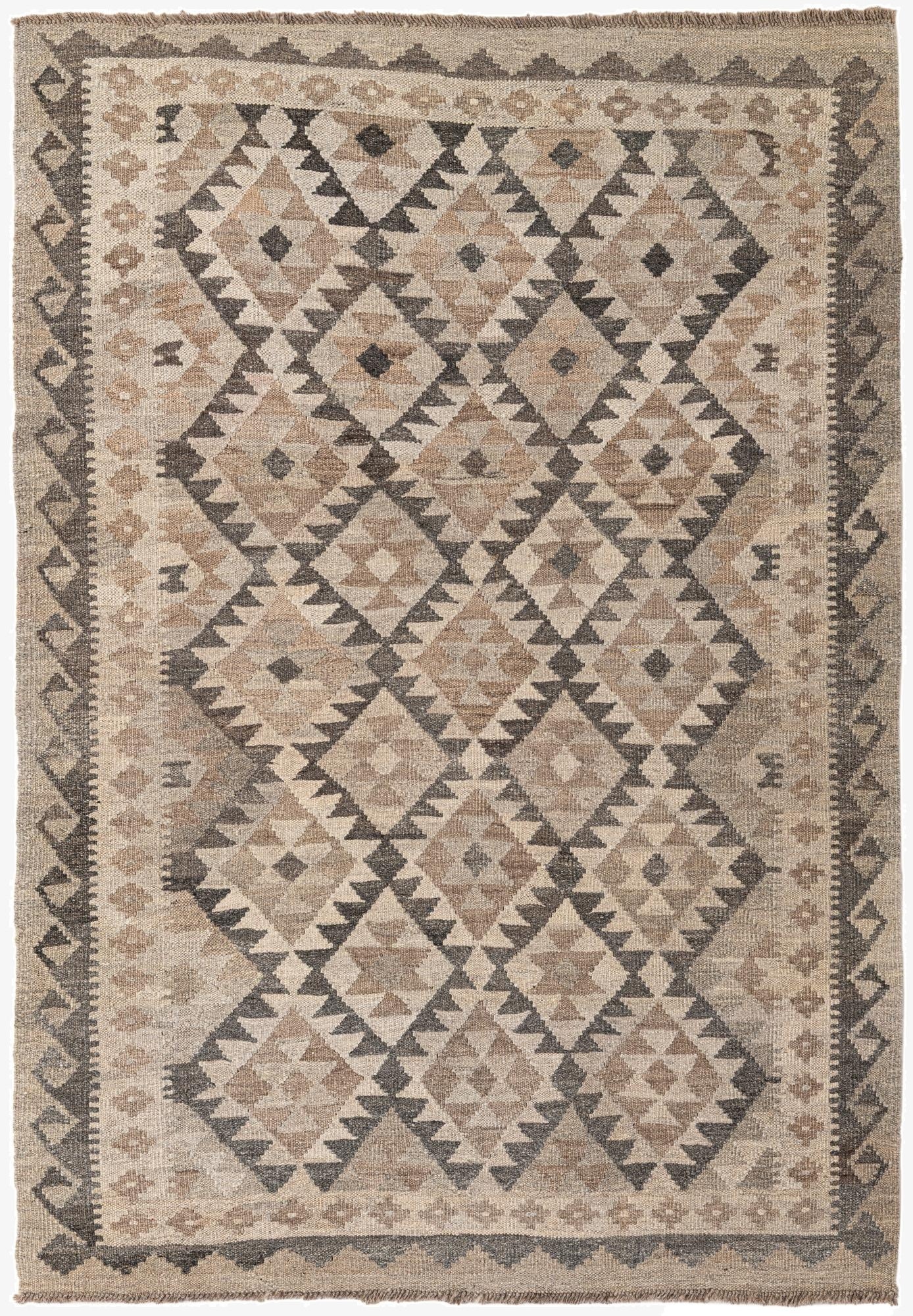  4' x 5' 10  Hand Woven Kilim Maymana Wool Rug