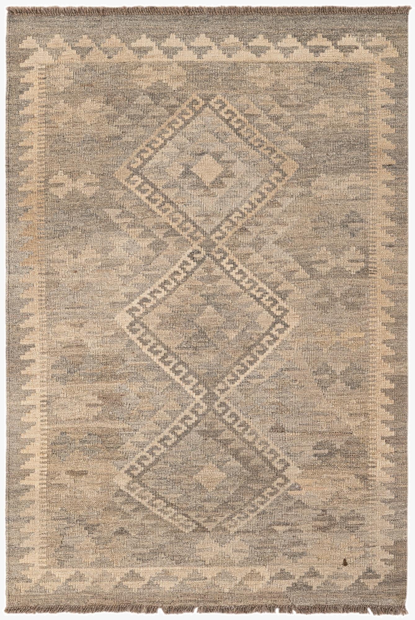  3' 4 x 4' 11  Hand Woven Kilim Maymana Wool Rug