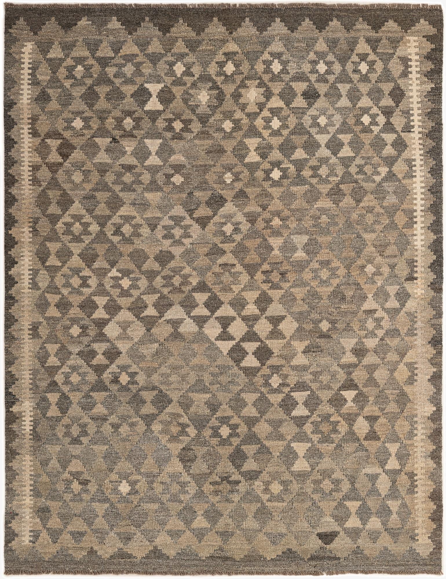  5' 1 x 6' 6  Hand Woven Kilim Maymana Wool Rug