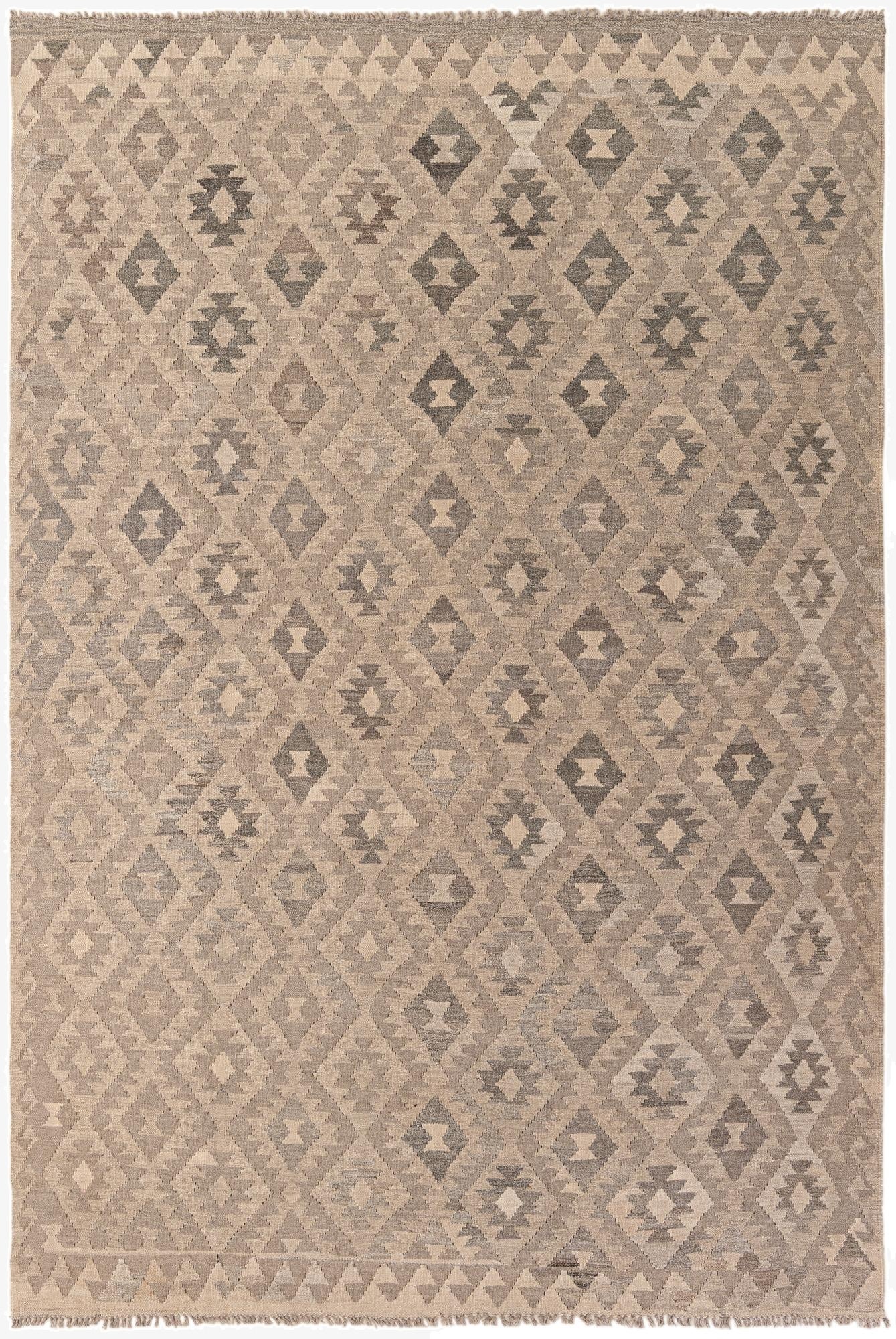  6' 8 x 9' 10  Hand Woven Kilim Maymana Wool Rug