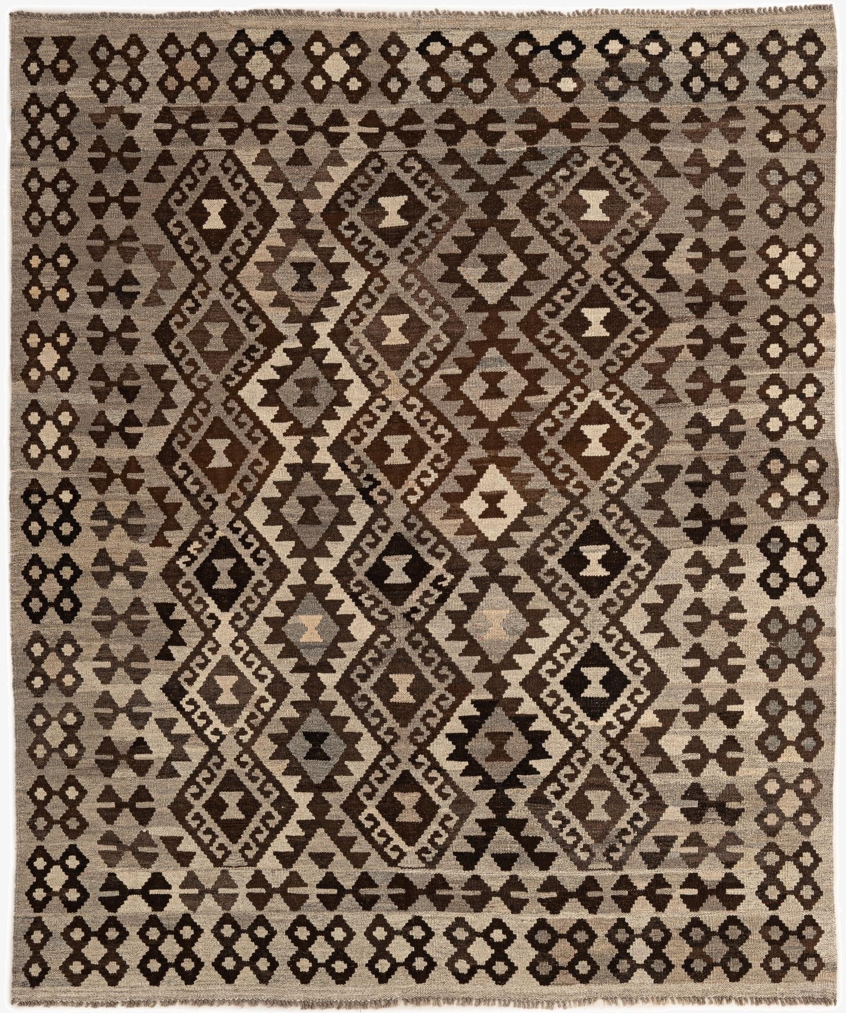  5' 5 x 6' 6  Hand Woven Kilim Maymana Wool Rug