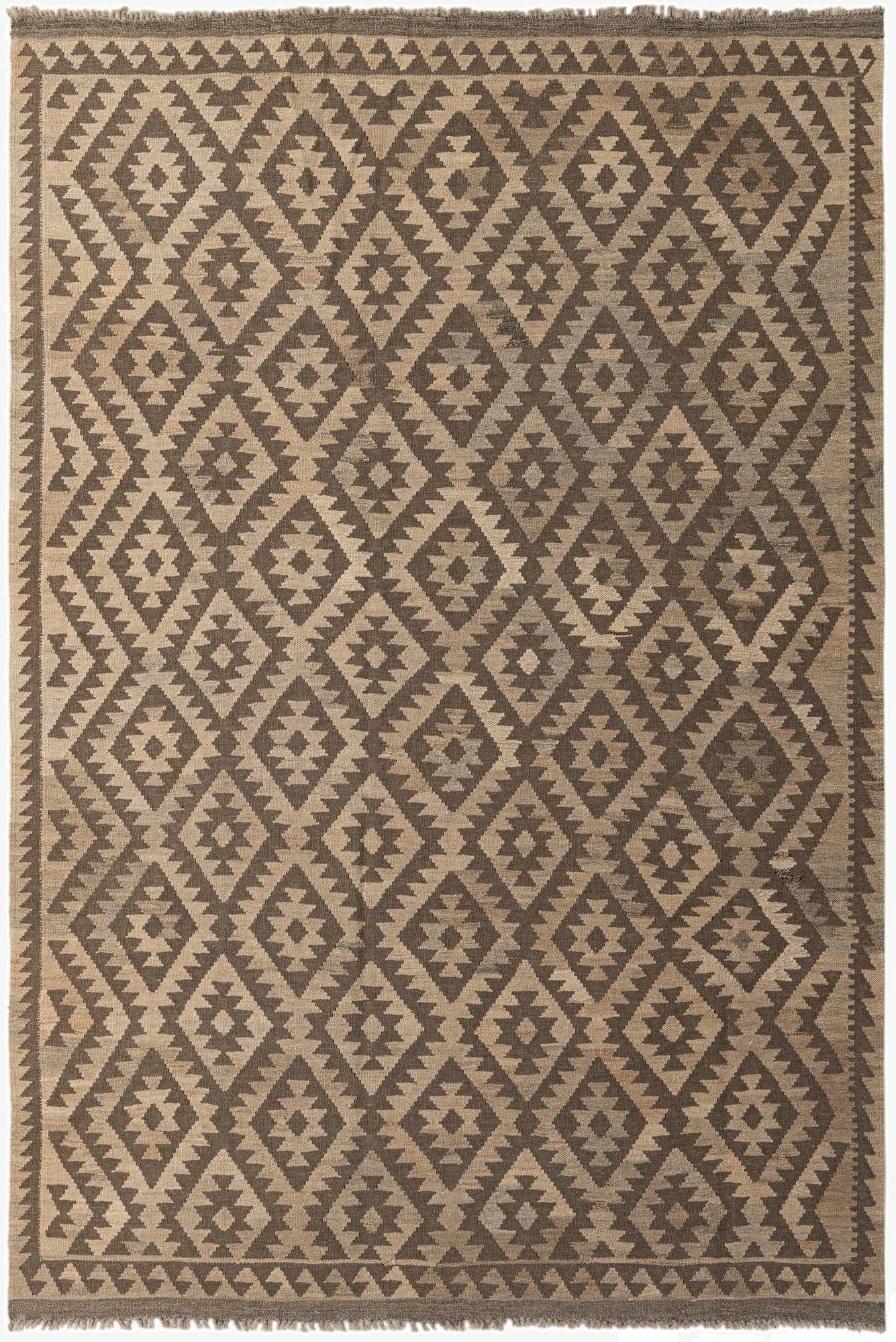  6' 8 x 9' 8  Hand Woven Kilim Maymana Wool Rug