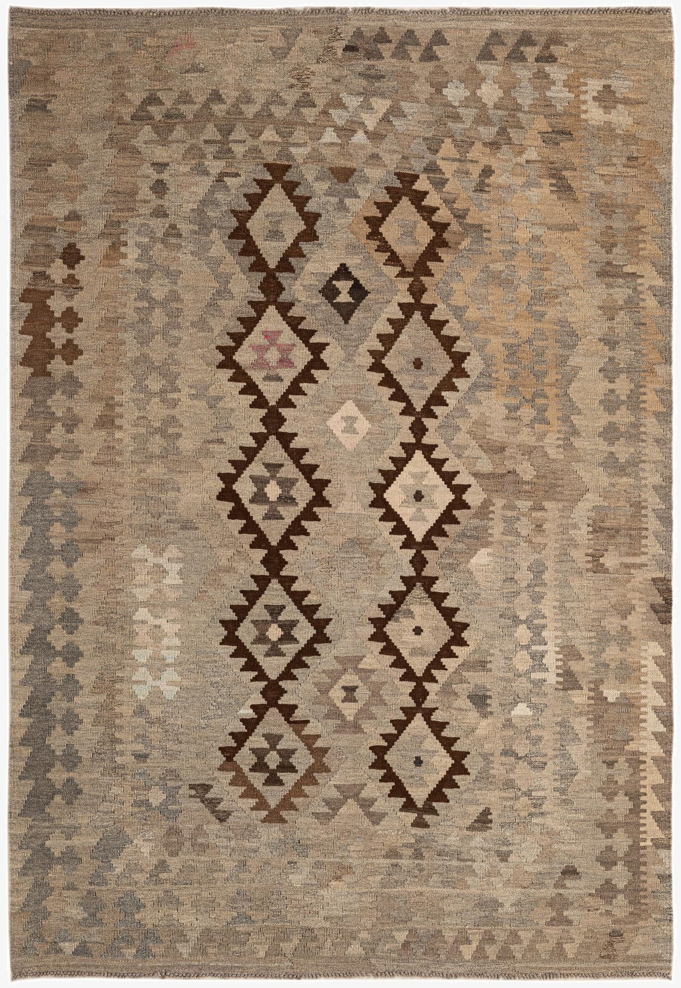 4' 5 x 6' 3  Hand Woven Kilim Maymana Wool Rug
