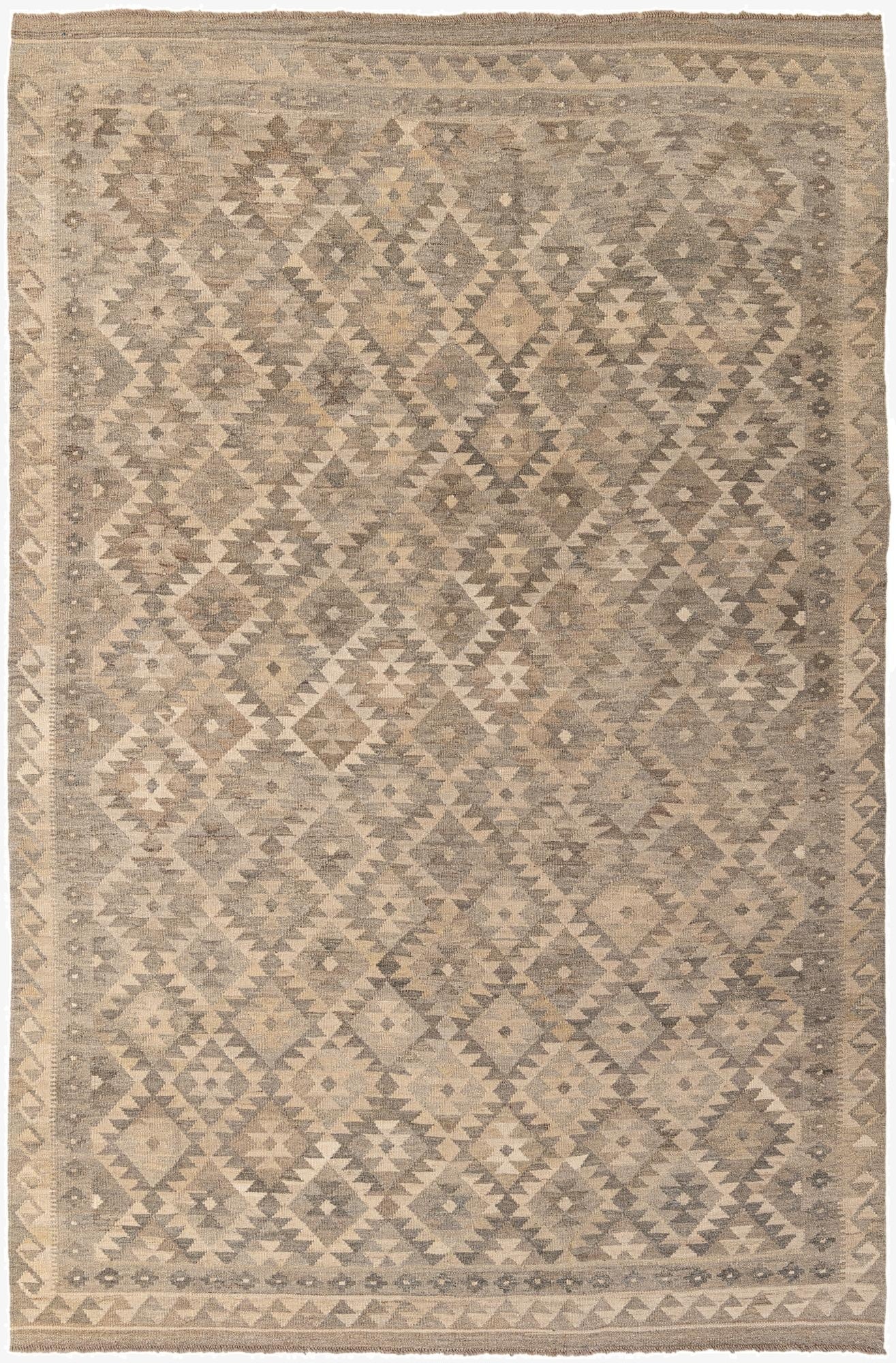 6' 6 x 9' 9  Hand Woven Kilim Maymana Wool Rug