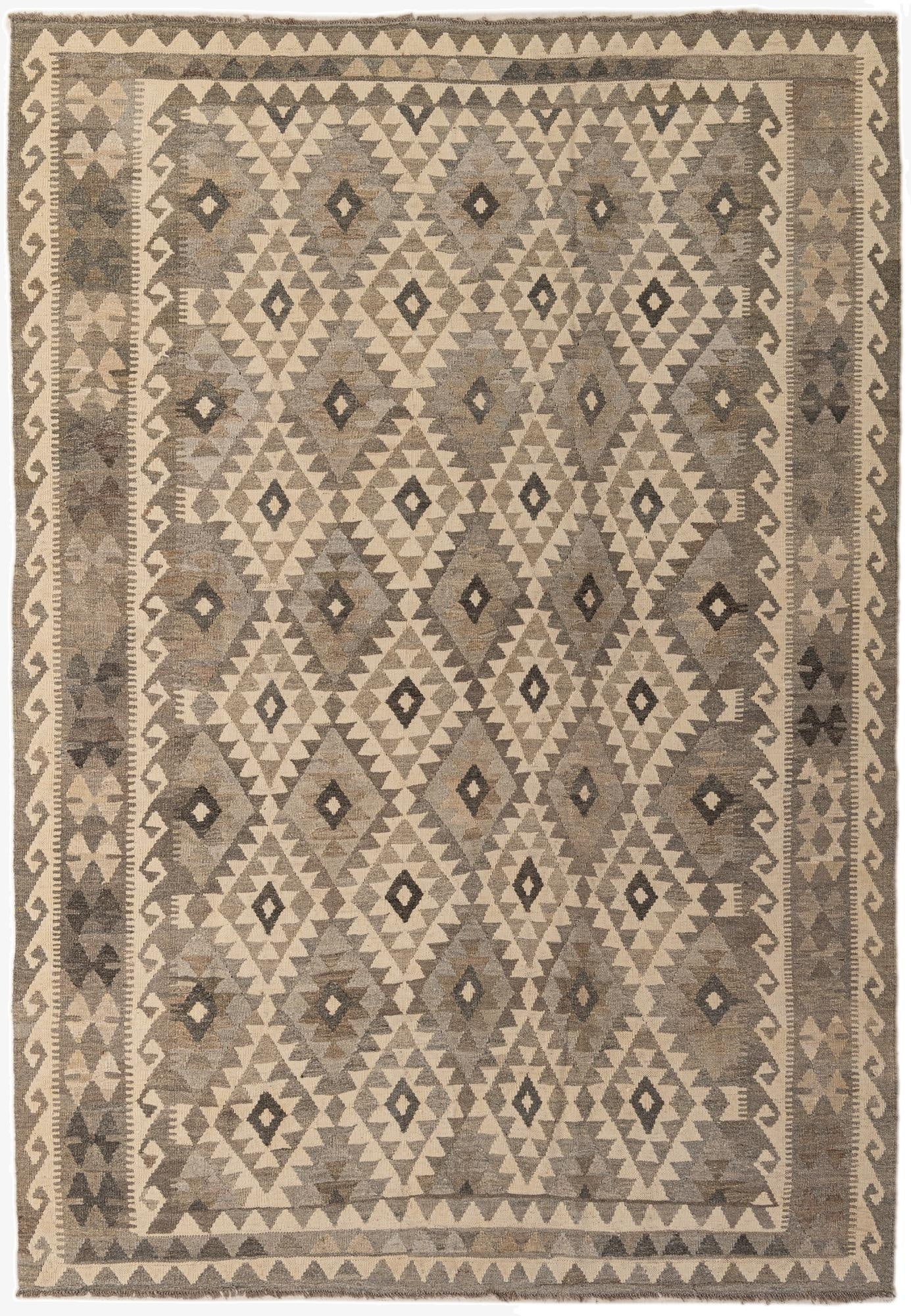  6' 8 x 9' 8  Hand Woven Kilim Maymana Wool Rug