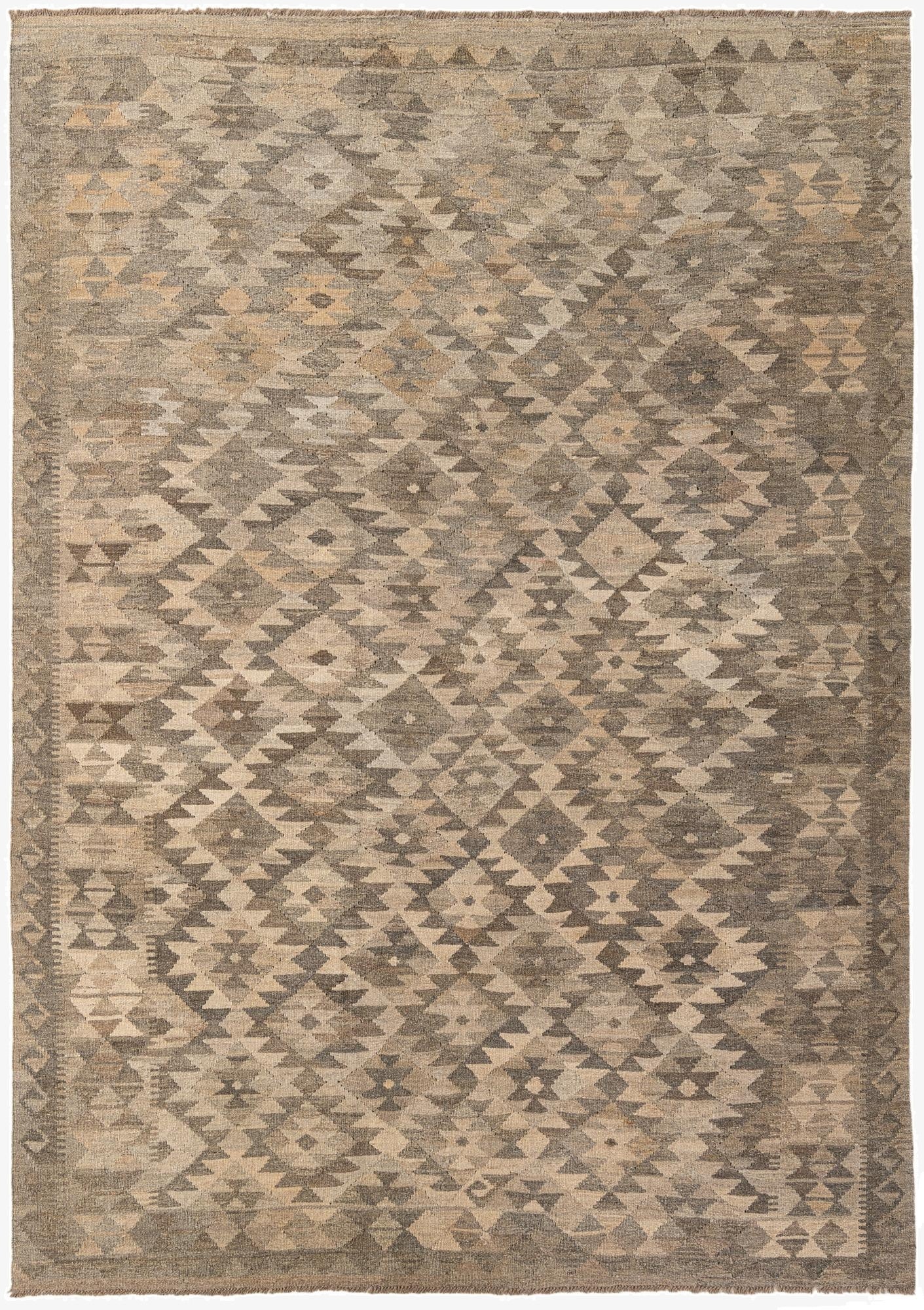  6' 8 x 9' 6  Hand Woven Kilim Maymana Wool Rug