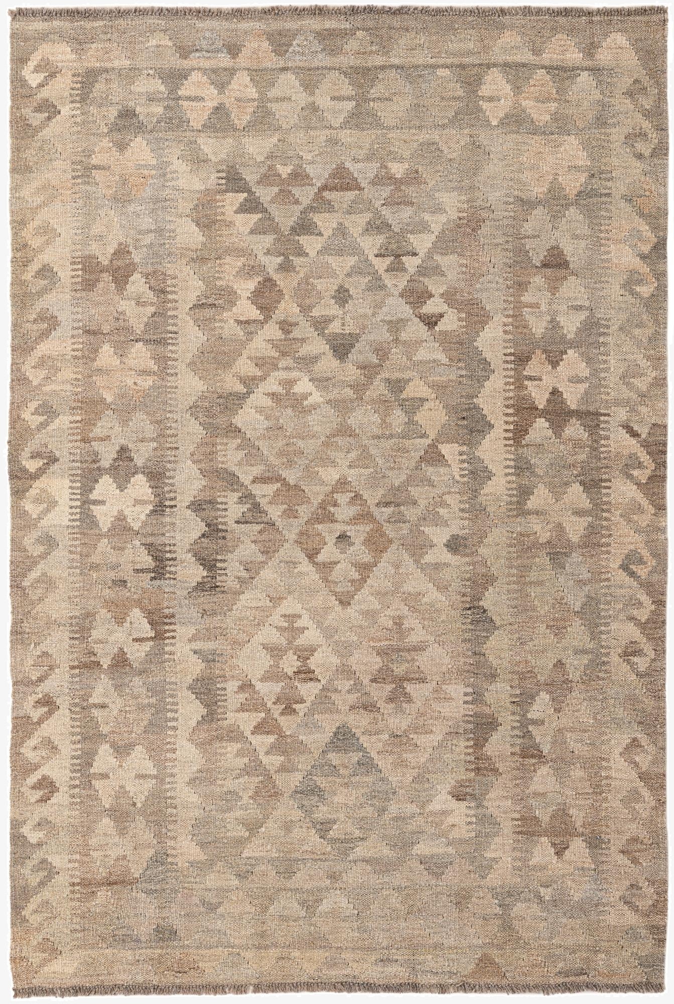  3' 10 x 5' 10  Hand Woven Kilim Maymana Wool Rug