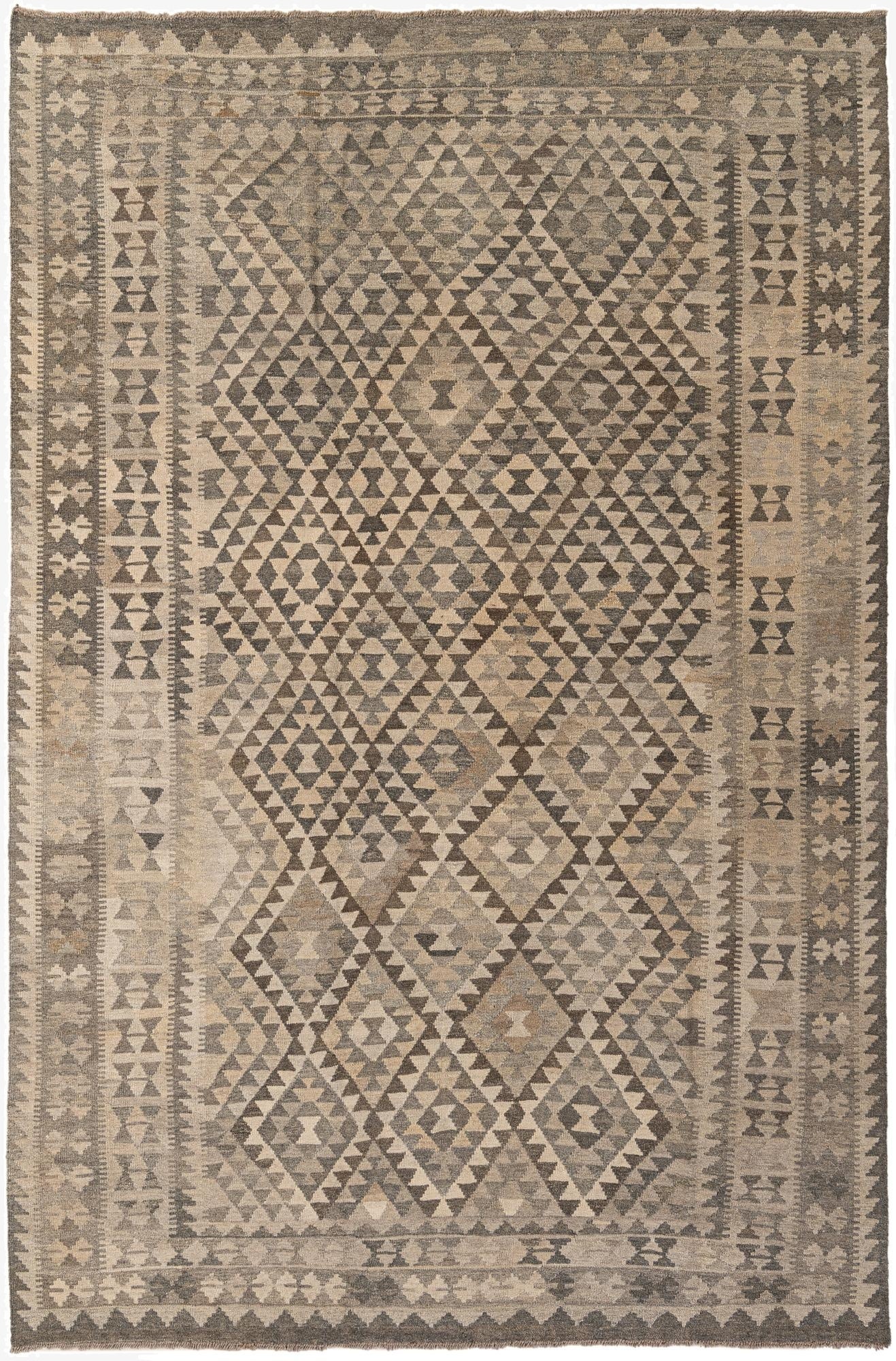  6' 9 x 10' 1  Hand Woven Kilim Maymana Wool Rug