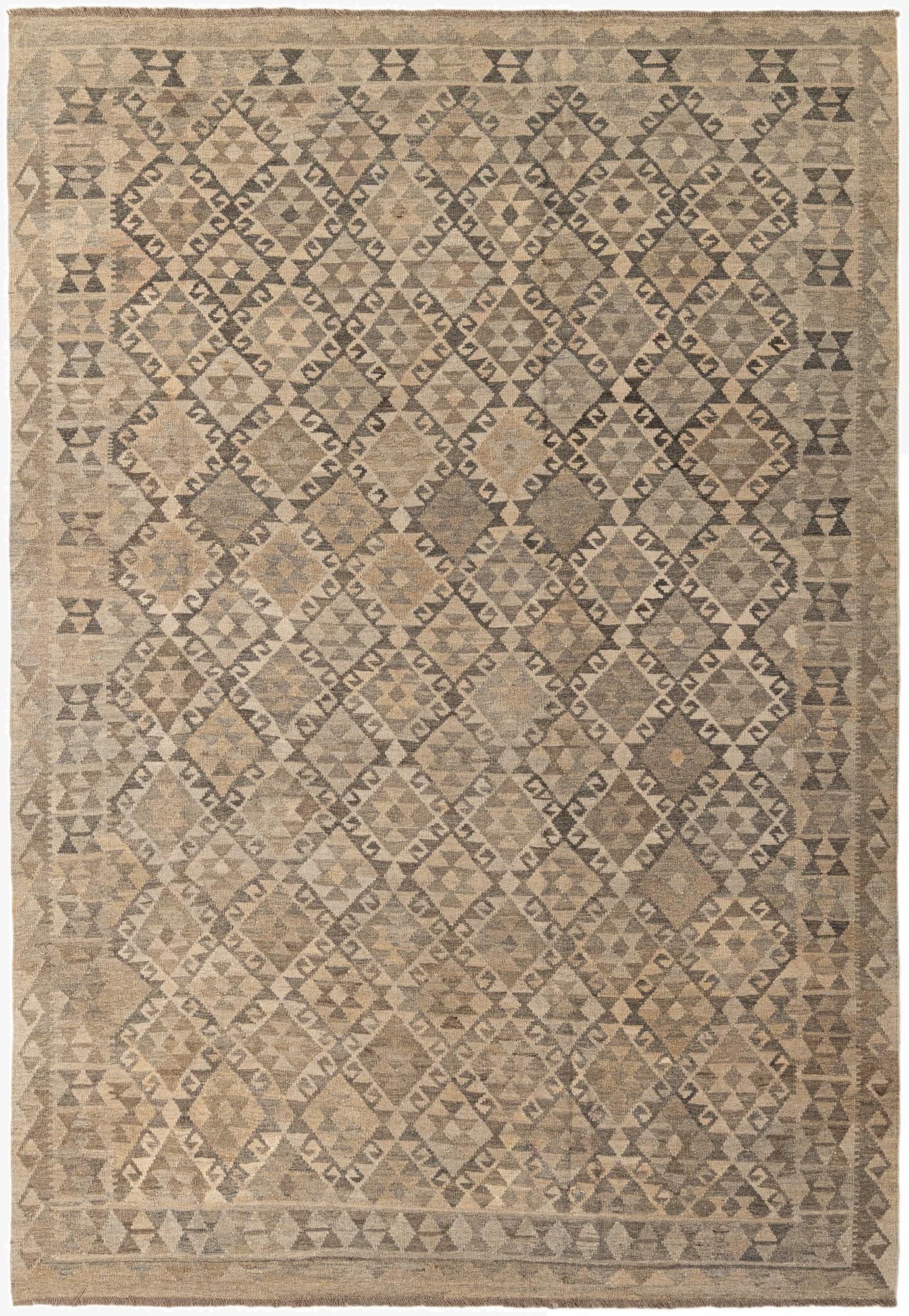 6' 8 x 9' 8  Hand Woven Kilim Maymana Wool Rug