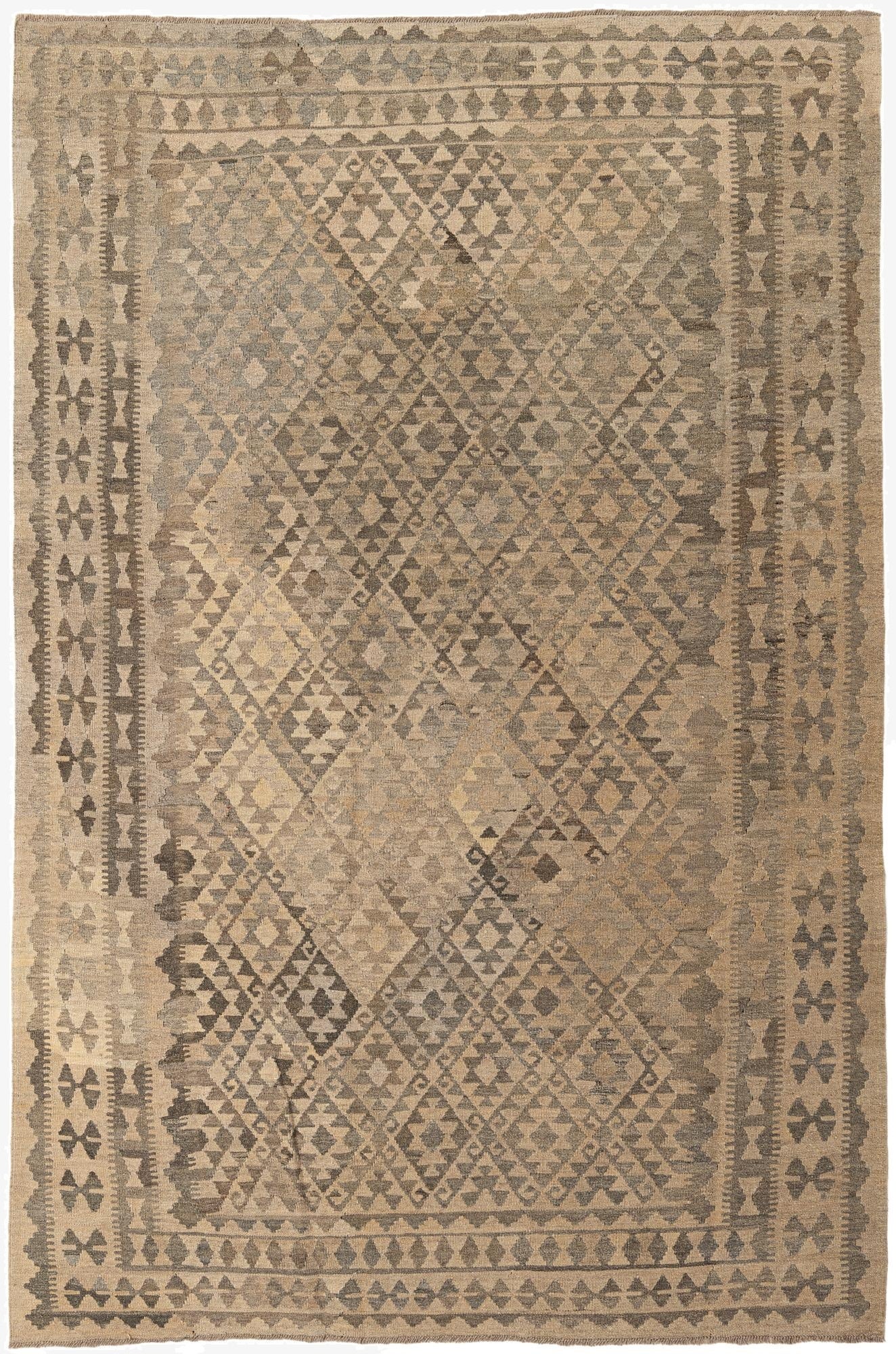  6' 8 x 10' 3  Hand Woven Kilim Maymana Wool Rug