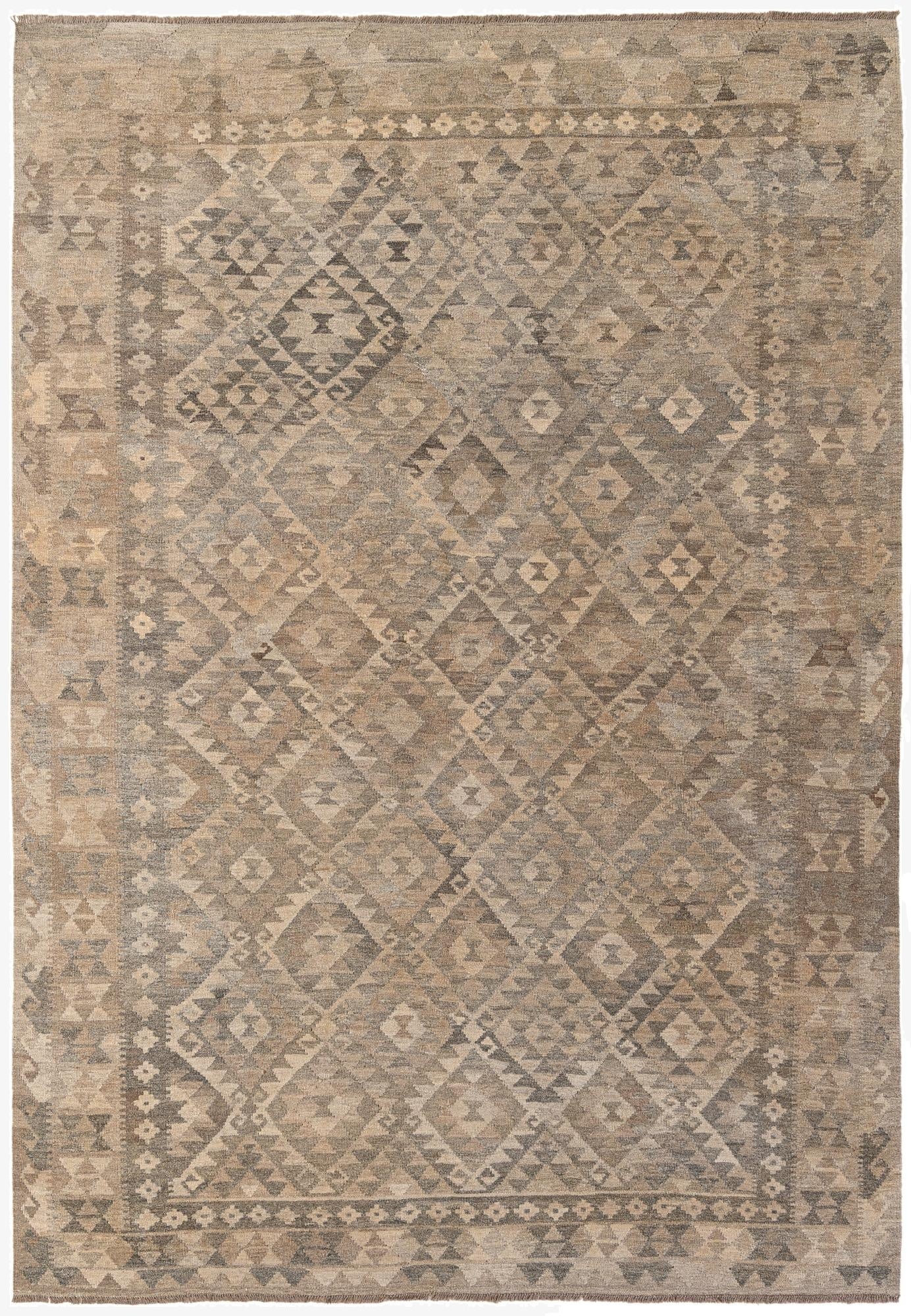  6' 10 x 9' 10  Hand Woven Kilim Maymana Wool Rug