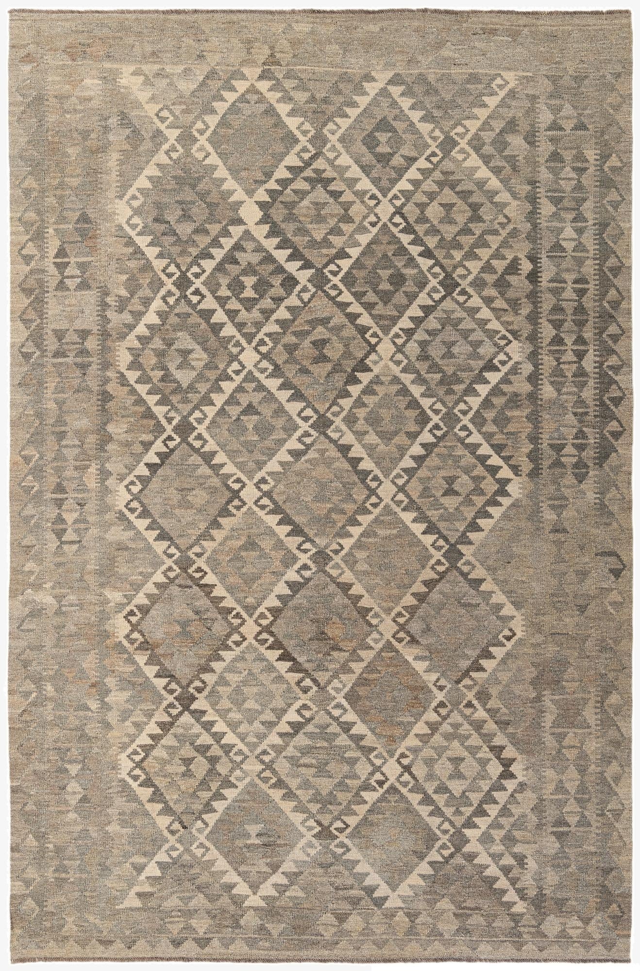  6' 8 x 9' 11  Hand Woven Kilim Maymana Wool Rug
