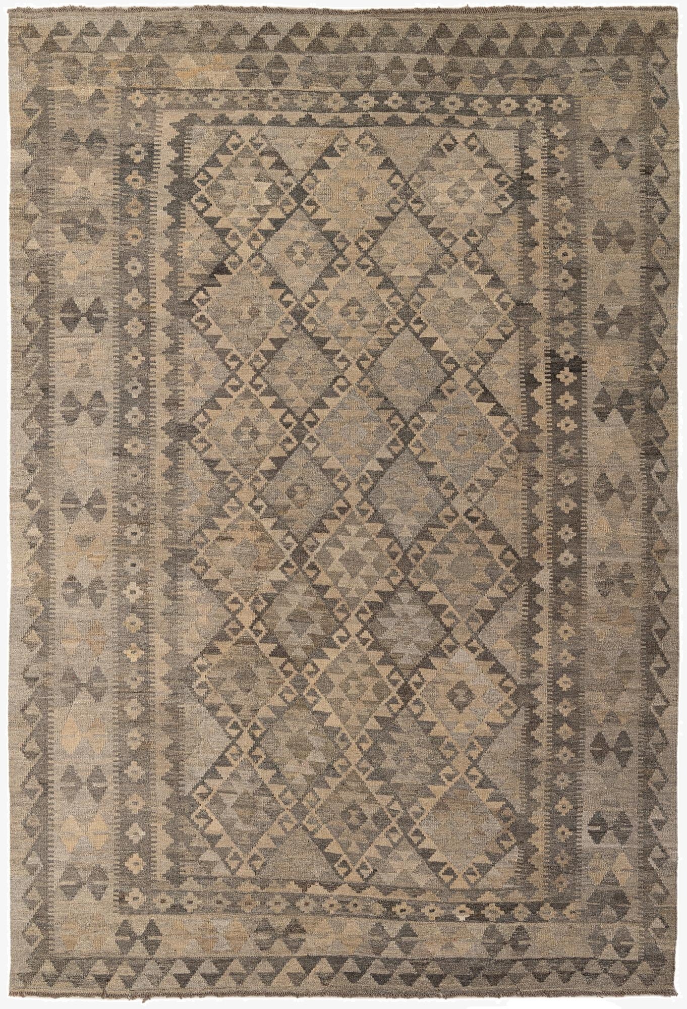  6' 8 x 9' 9  Hand Woven Kilim Maymana Wool Rug