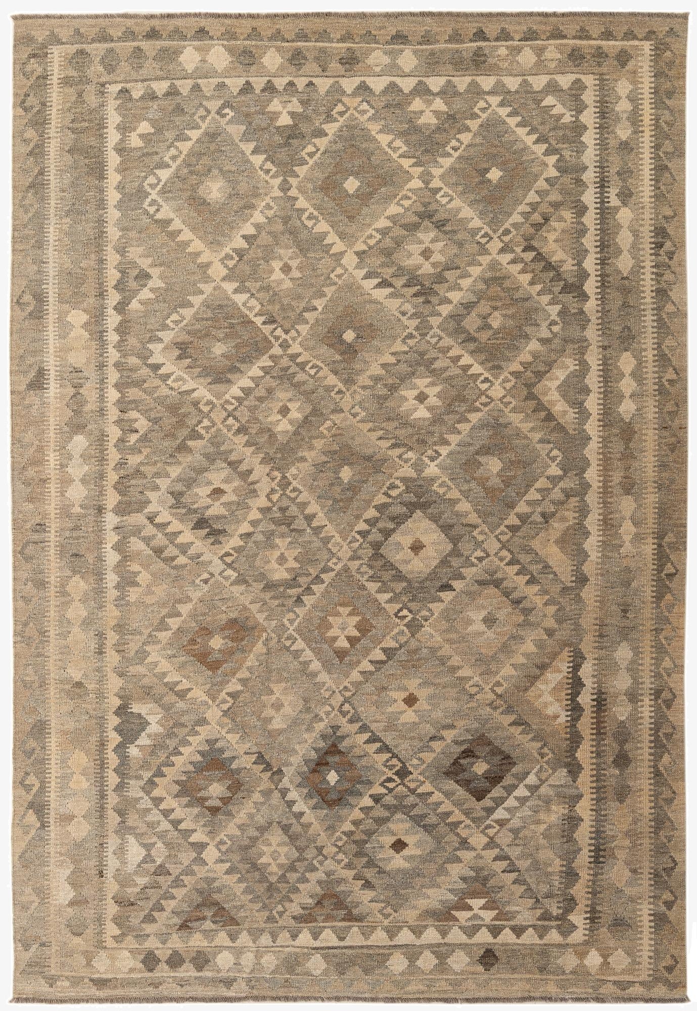  6' 9 x 9' 9  Hand Woven Kilim Maymana Wool Rug