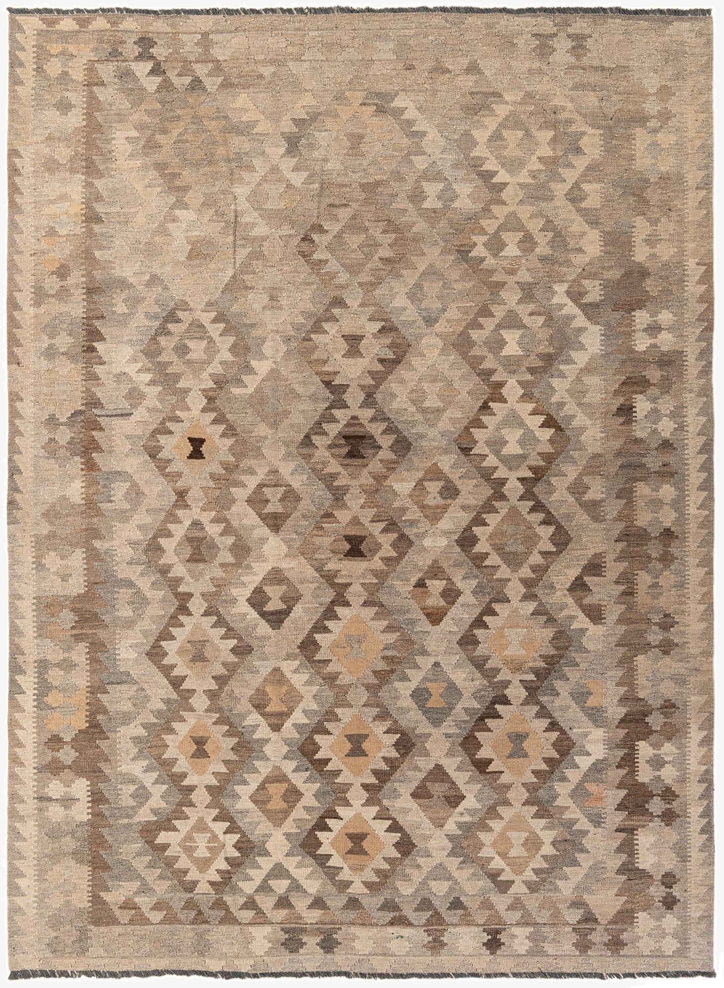  7' 4 x 9' 5  Hand Woven Kilim Maymana Wool Rug